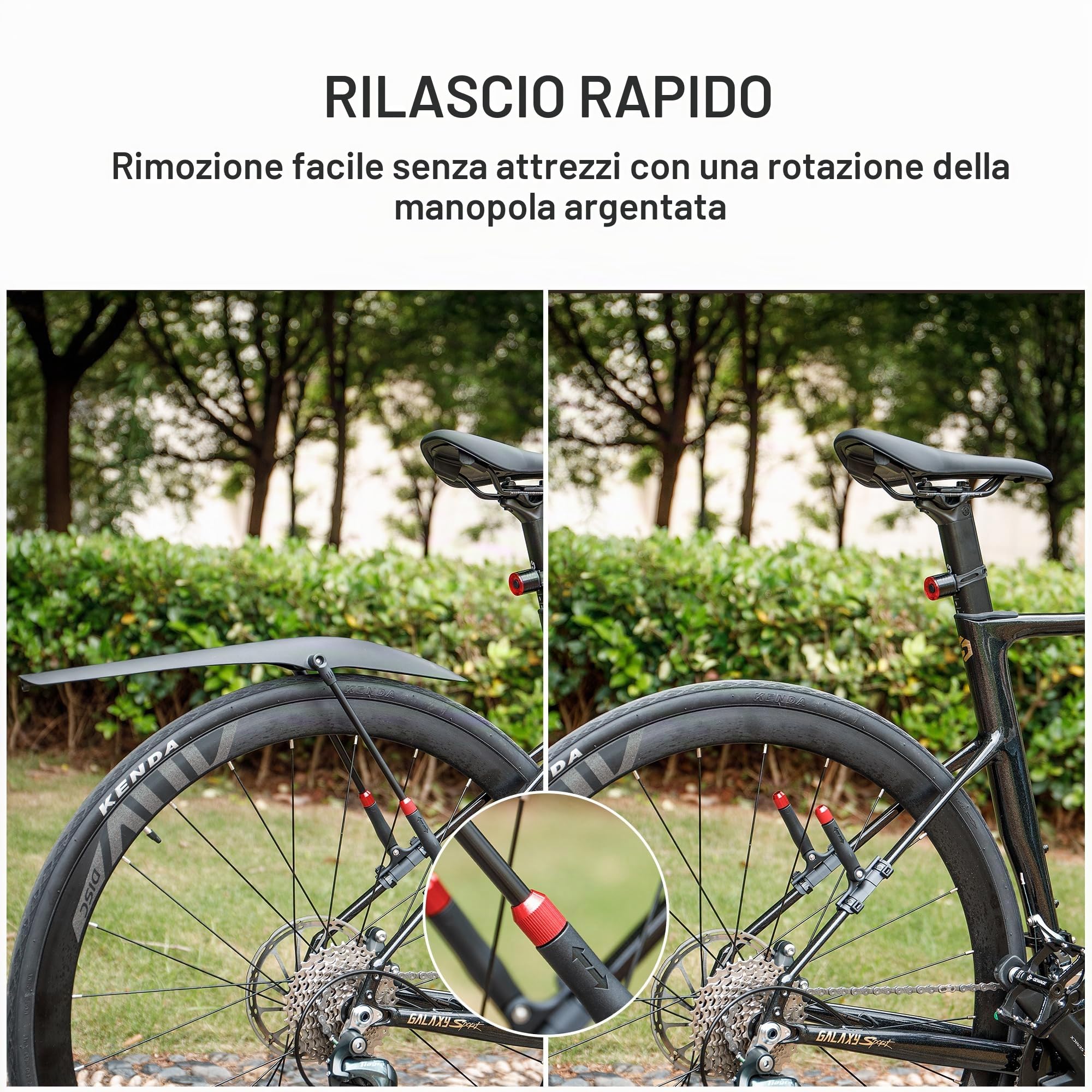 Set di parafanghi per bicicletta, universale, rapido smontaggio della bicicletta, in plastica ad alte prestazioni, per protezione da spruzzi d'acqua da 24 – 29 pollici