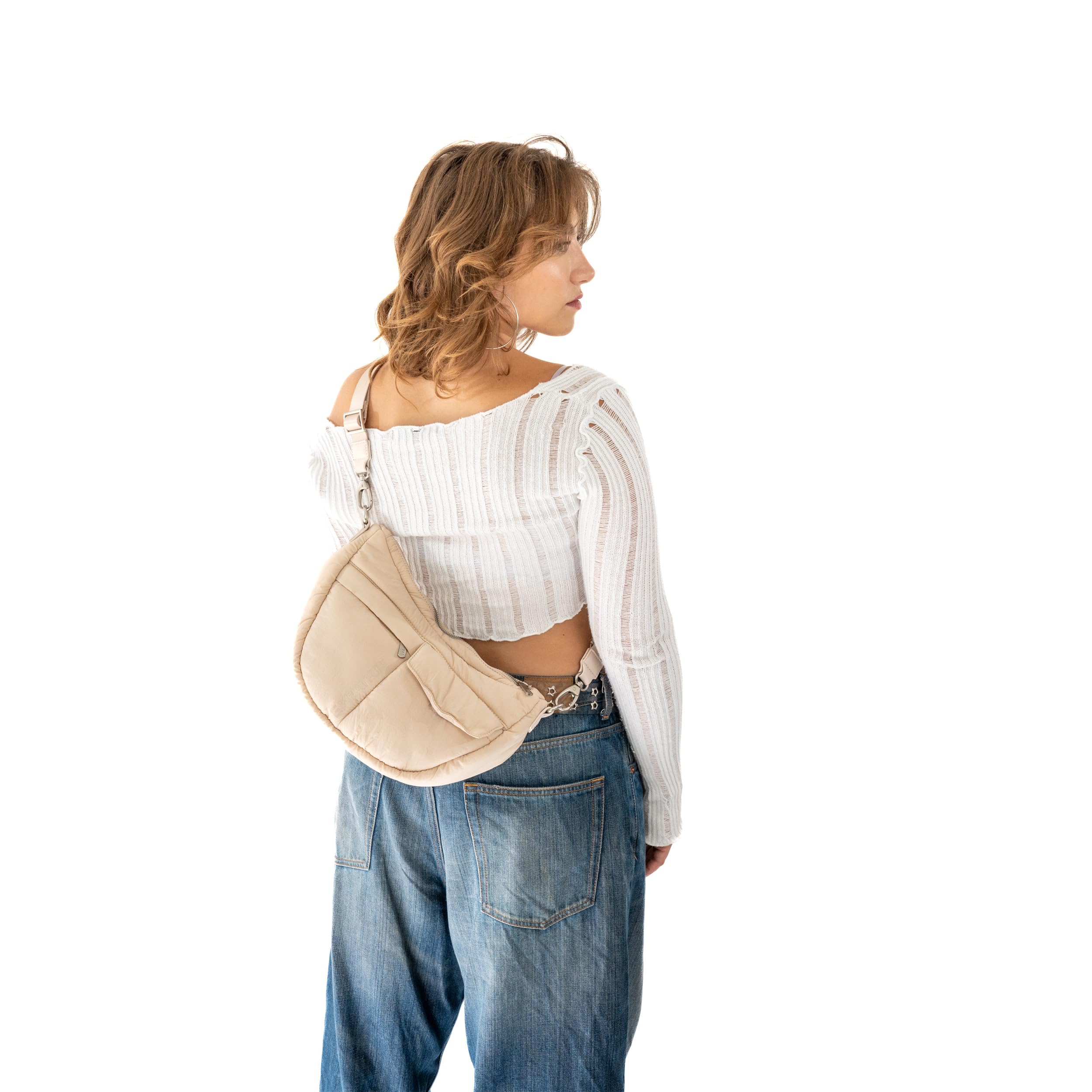Expatrié Bolso Bandolera Mujer - Vivy - Bolso Riñonera de Media Luna - Crossbody Puffer Bag - Bolso de Mano con Correa Ajustable - Impermeable