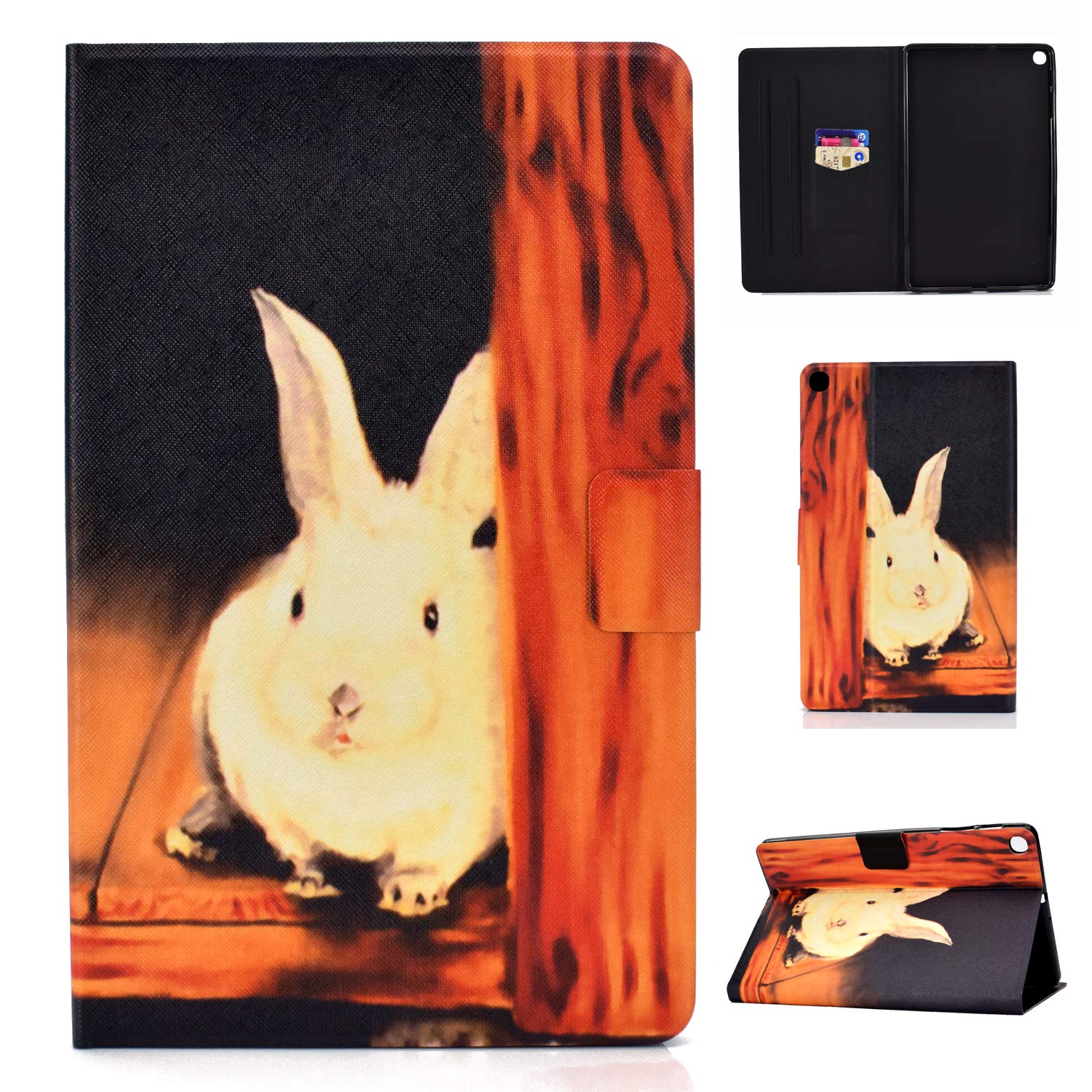 Case for Samsung Galaxy Tab A 8.0 Case 2019 SM-P200 SM-P205 With Cute Patterns Slim Lightweight Case Protective PU Leather with Card Slots For SM-P200,SM-P205-Bugs Bunny