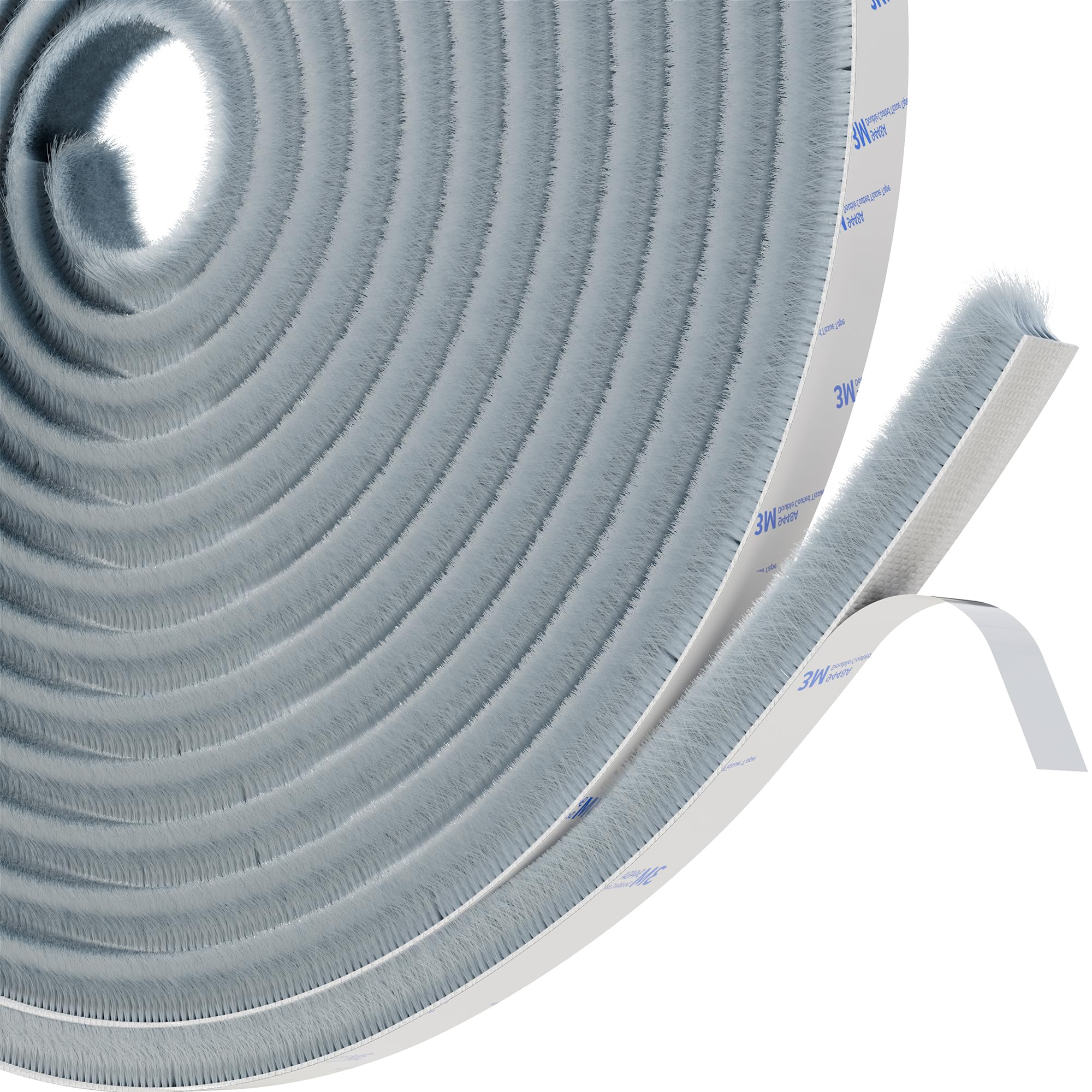 Hnnhome Grey Draft Excluder For Doors, Self-Adhesive 5 Meter Brush Seal Strip, Draught Exclude For Sliding Doors, External Door, Window (, 5M X 9Mm X 9Mm)