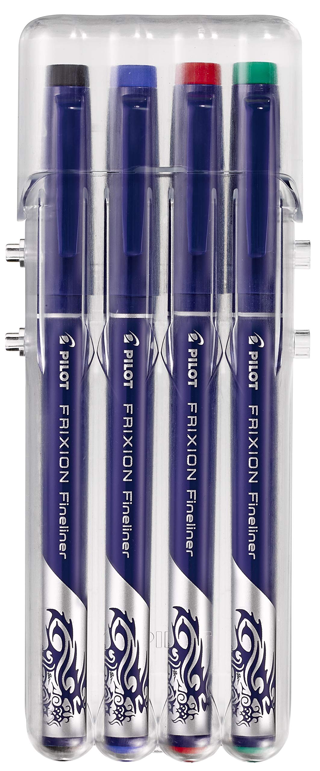 Pilot FriXion Fineliners Lot De 4 – Noir, Bleu, Rouge, Vert – Feutres Effaçables à La Gomme Pour Écriture Précise Et Sans Erreur