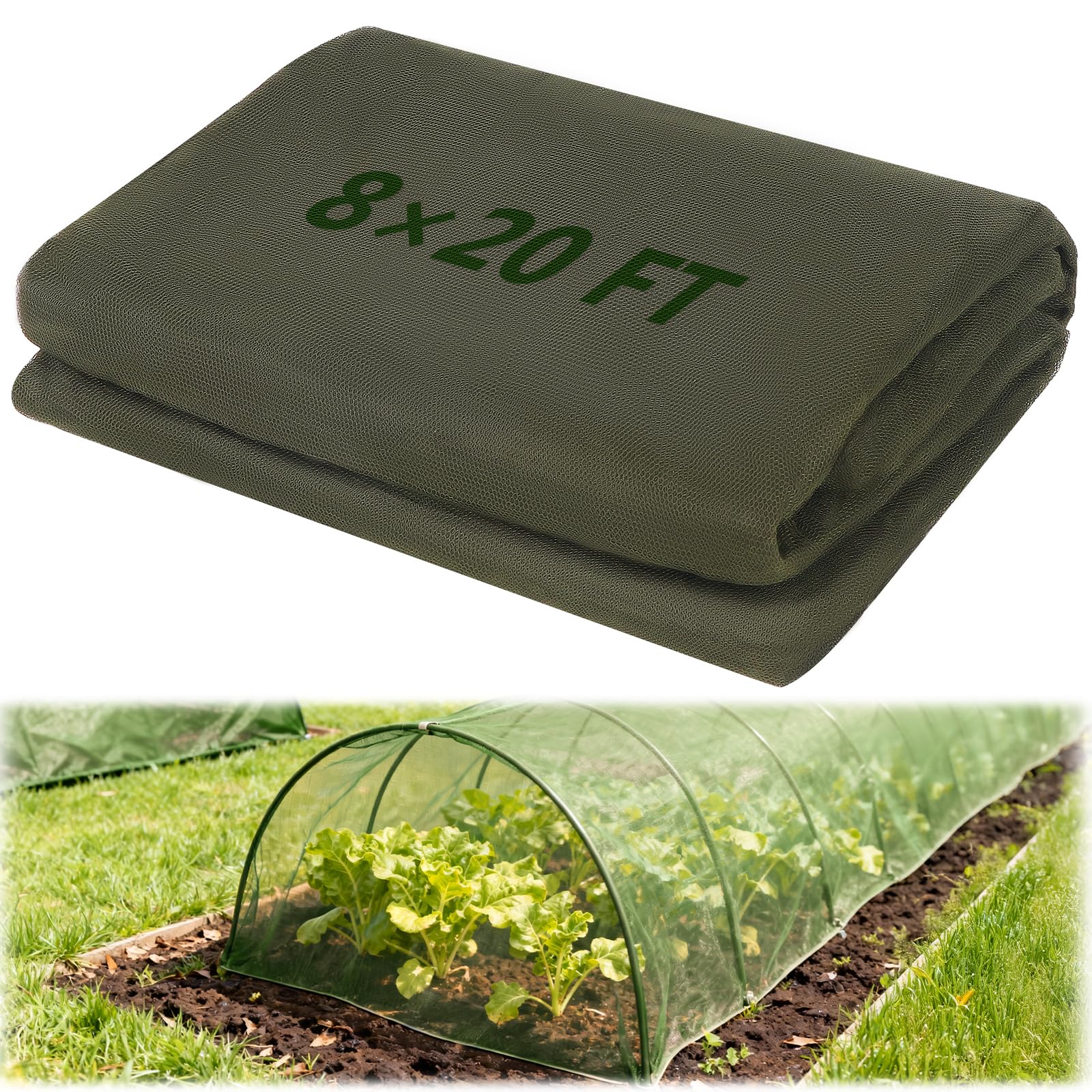 Garden Netting Pest Barrier, 8×20 Ft Ultra Fine Insect Mesh Netting - Garden Mesh Net for Outdoor Plants&Raised Beds, Protects Vegetables Fruits Flowers, Horticultural Plant Bug Mesh Netting