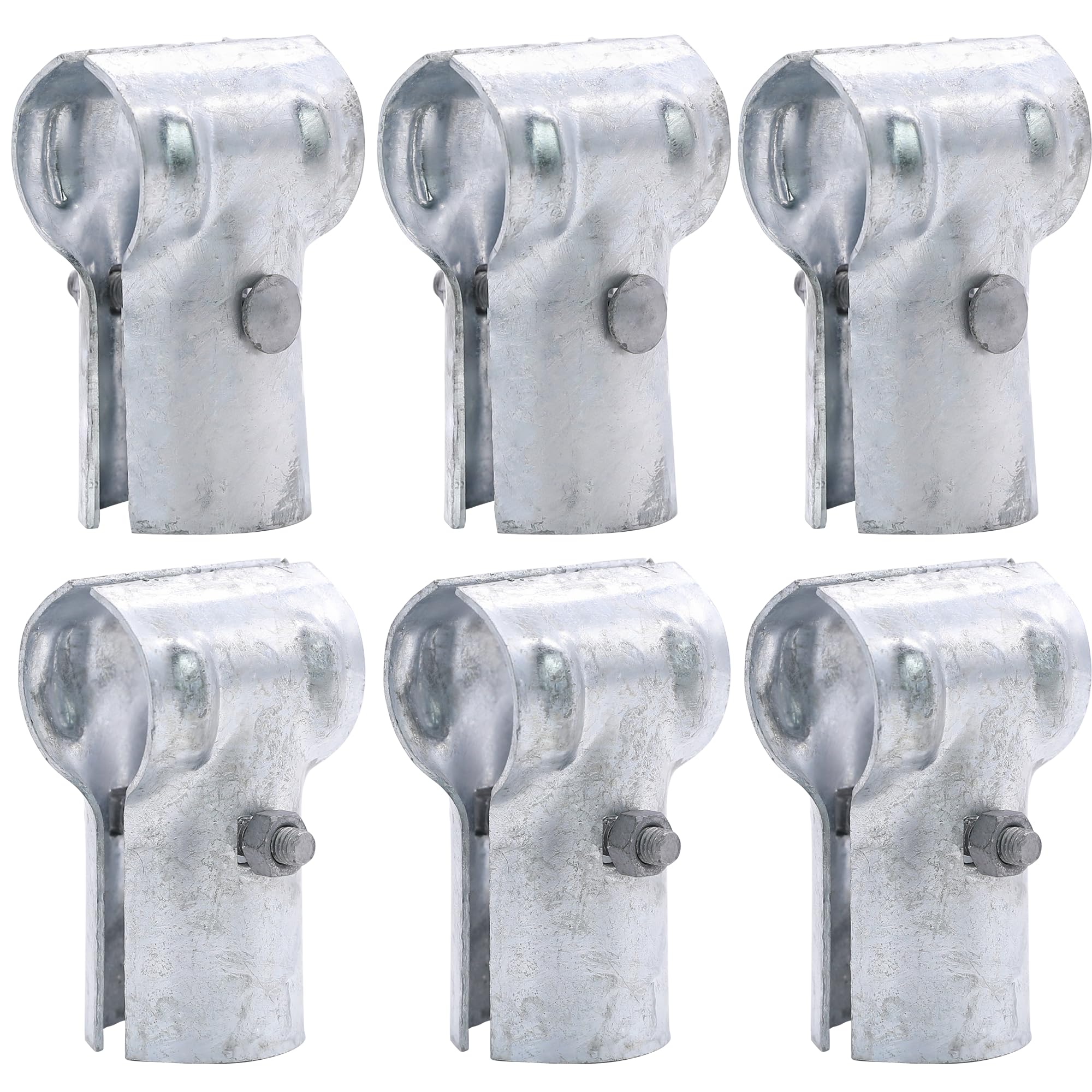 KINNAN 1-5/8 X 1-5/8 End Rail T Clamp for Chain Link Fence, Galvanized Steel for 1-5/8" OD Pipe, 6 Pcs Bolts & Nuts Included