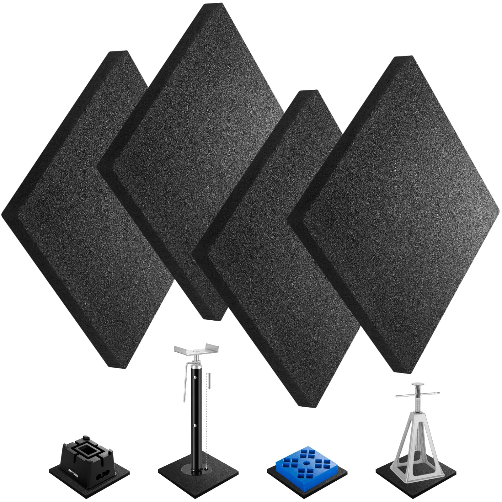 Photo 1 of BOYISEN RV Stabilizer Jack Pads Rubber - Trailer Leveling Block Flex Pads Non-Slip W/Great for RV Camper Travel Trailer on Gravel Uneven Terrains (12" (4-Pack))