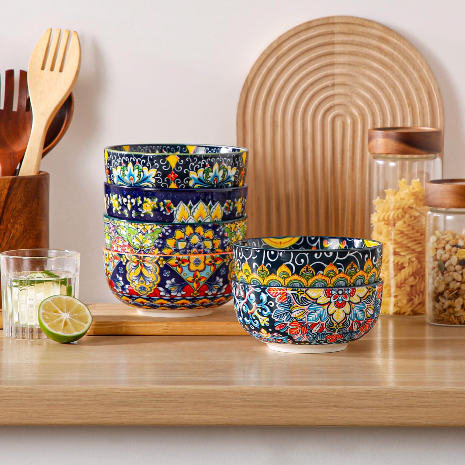 vancasso Müslischalen aus Porzellan, SIMI 6-teiliges Schüsselset, Suppenschalen, Salatschüssel, Pastaschalen, Schalen Set, Mehrfarbig