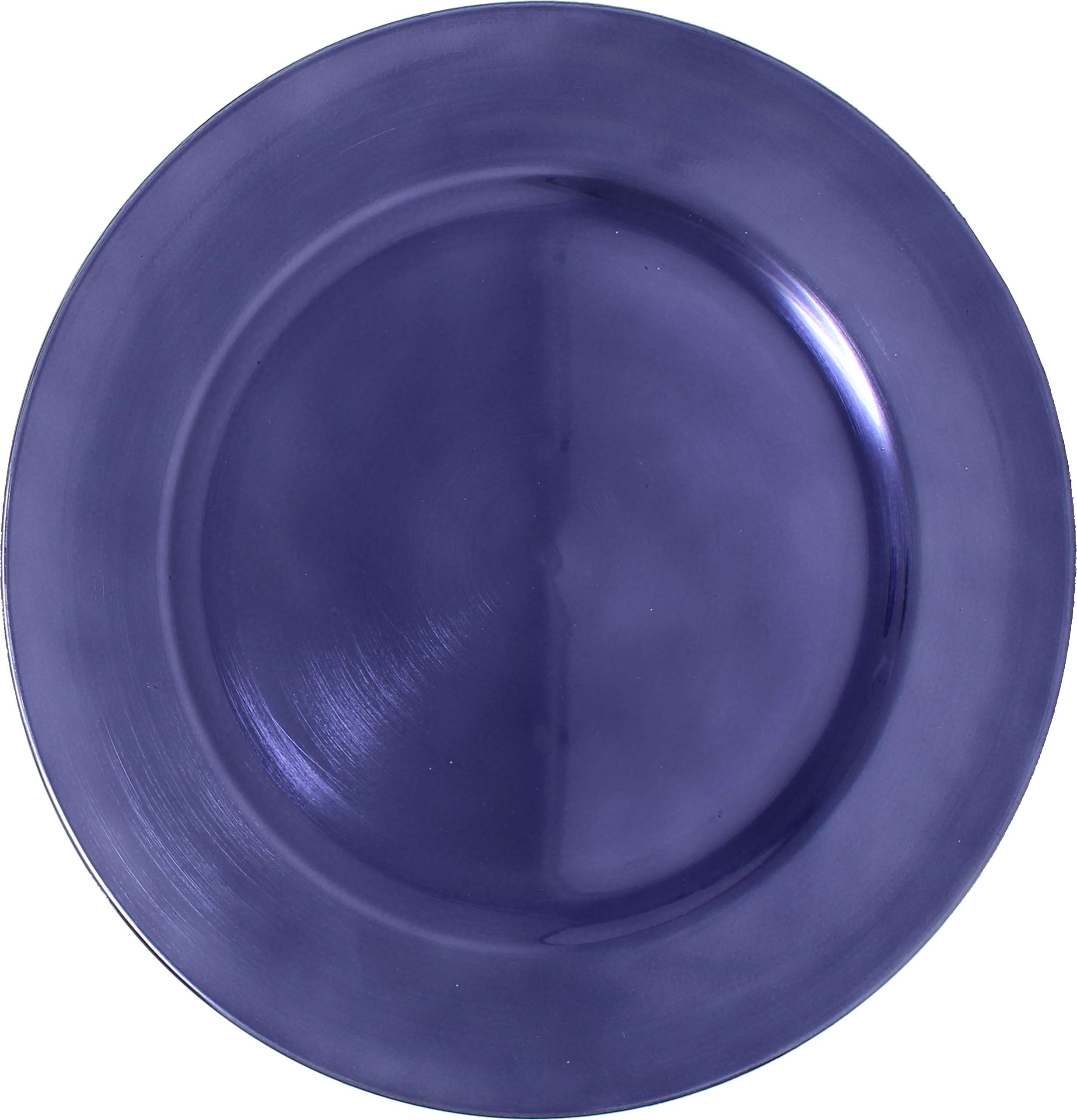 Ms Lovely Metallic Foil Charger Plates - Set of 6 - Made of Thick Plastic - Dark Purple