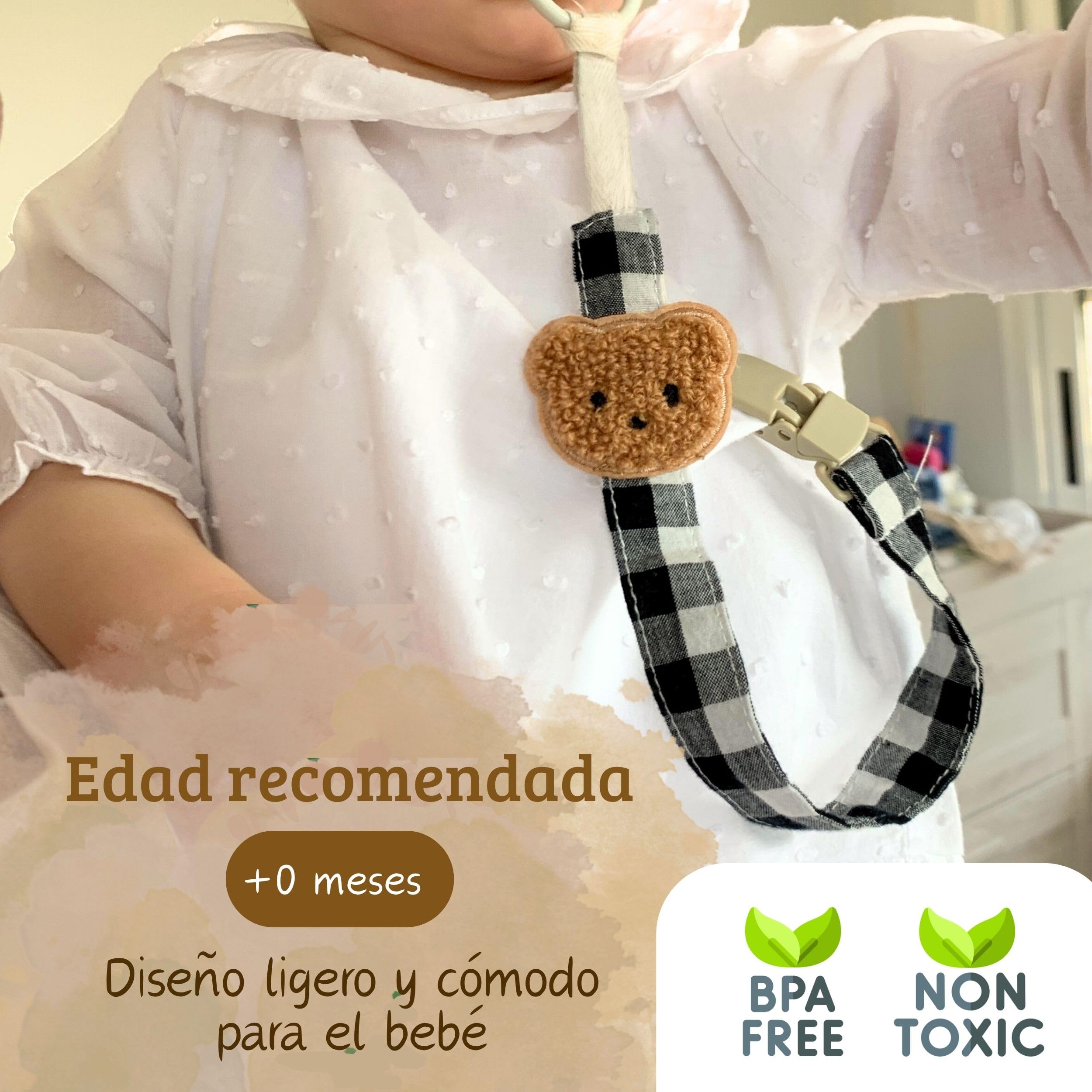 SUPER PACK De 2 Chupetero De Tela B&J® SIN PELIGRO DE ASFIXIA + Portachupete Bebé | 2x Cadena Chupete Bebé | Guarda Chupetes Bebé | 2x Sujeta Chupetes | Porta Chupetes Bebé | Chupeteros Bebé