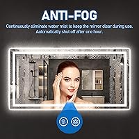 Vista 3 de Espejo LED para baño de 48 x 30 pulgadas, retroiluminado + espejo de tocador iluminado frontal con luces para pared con antiniebla, regulable