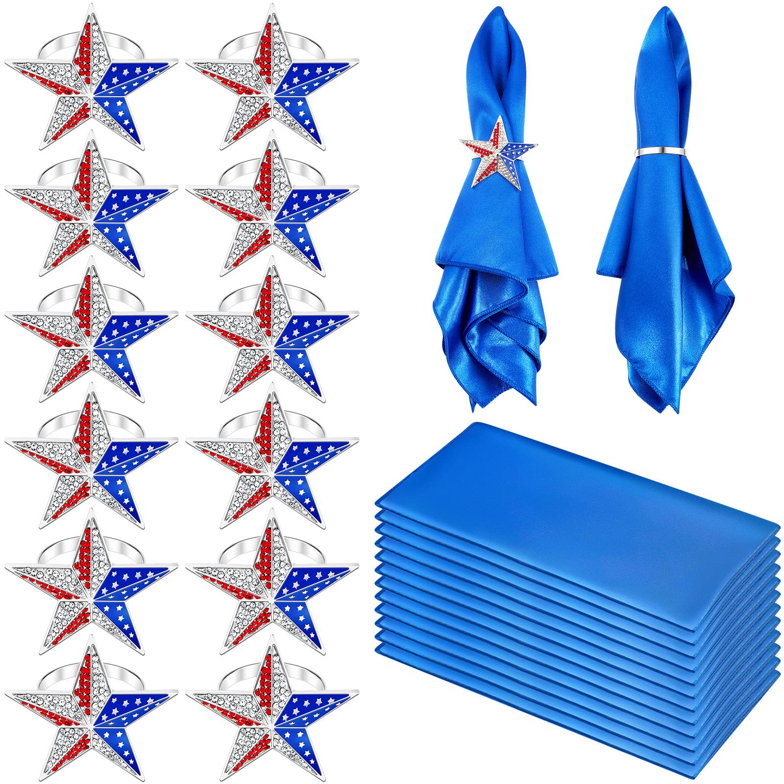 Rtteri 24 Pcs 4th of July Napkin Rings Independence Day Dinner Napkin