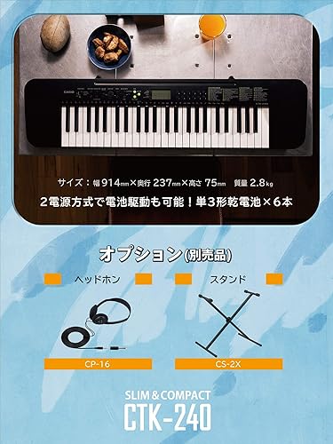 Miniatura 6 de CASIO Teclado eléctrico 49Black CTK-240 (importación de Japón)