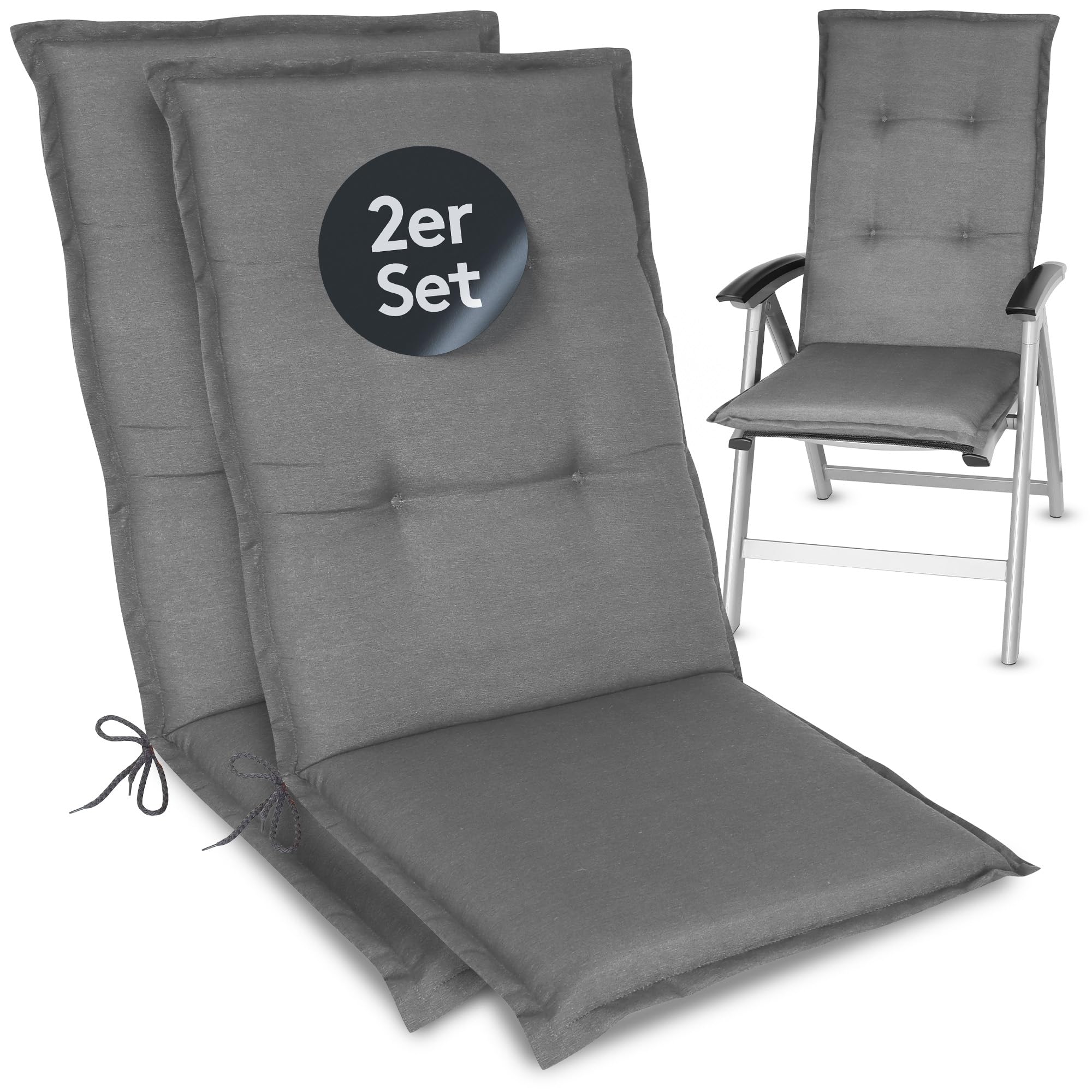LILENO HOME Gartenstuhl Auflagen - Bequeme Liegen als Sitzauflagen für Gartenmöbel - Stuhlkissen für Gartenstühle und Klappstühle Flor