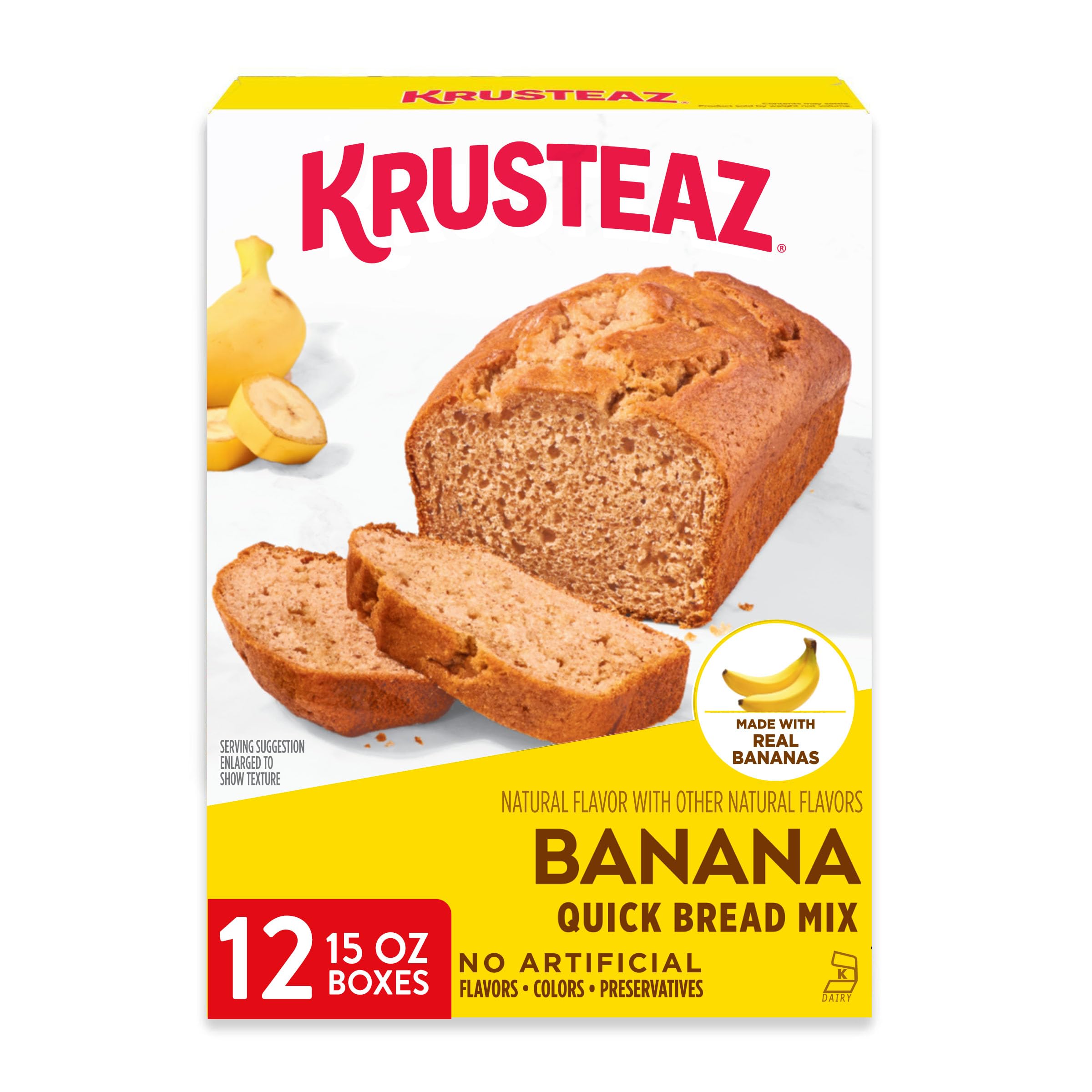 Banana Quick Bread Mix, Made with Real Bananas, 15.0 oz Boxes (Pack of 12)