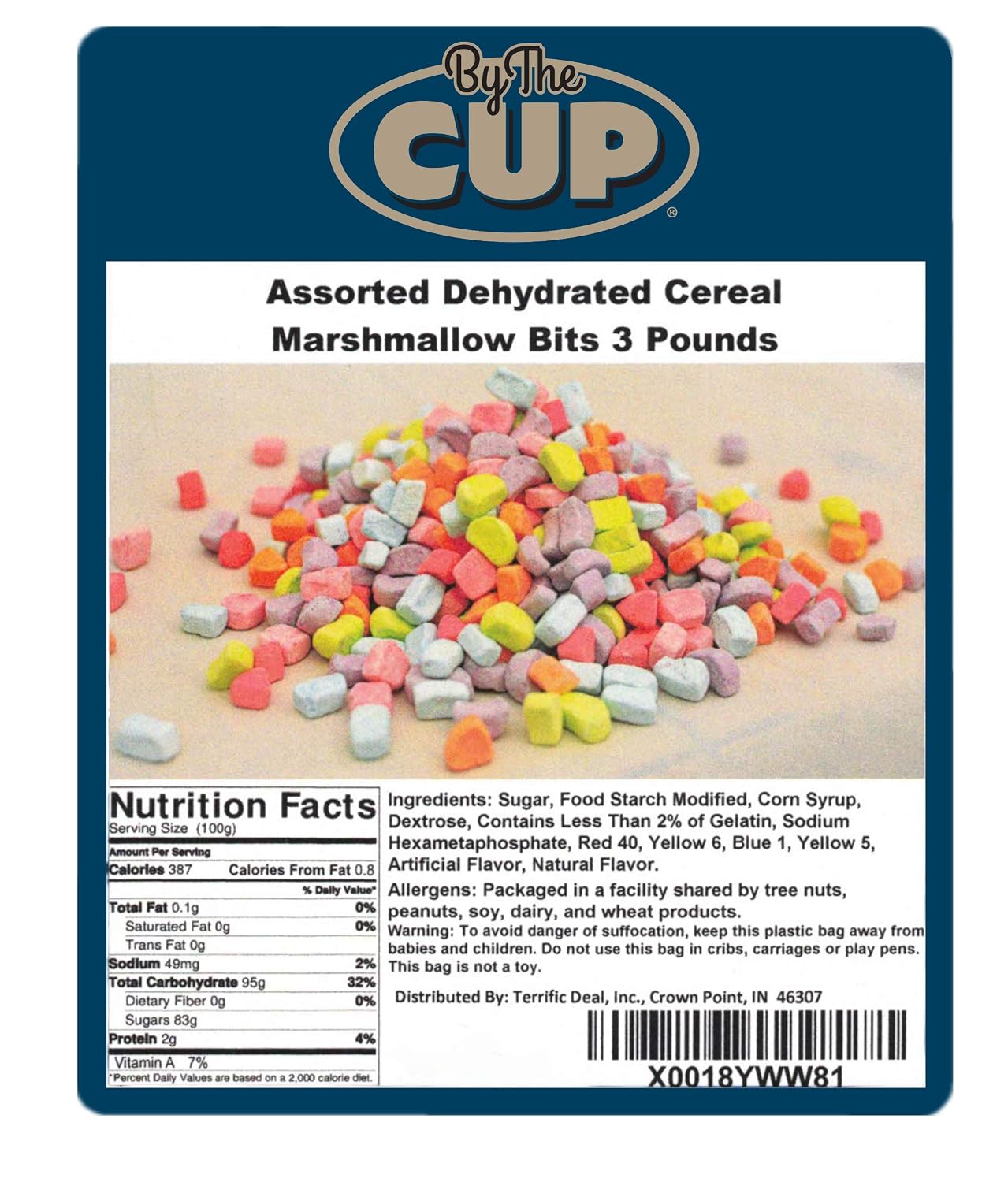 By The Cup Assorted Dehydrated Cereal Marshmallow Bits 3 lb bulk bag
