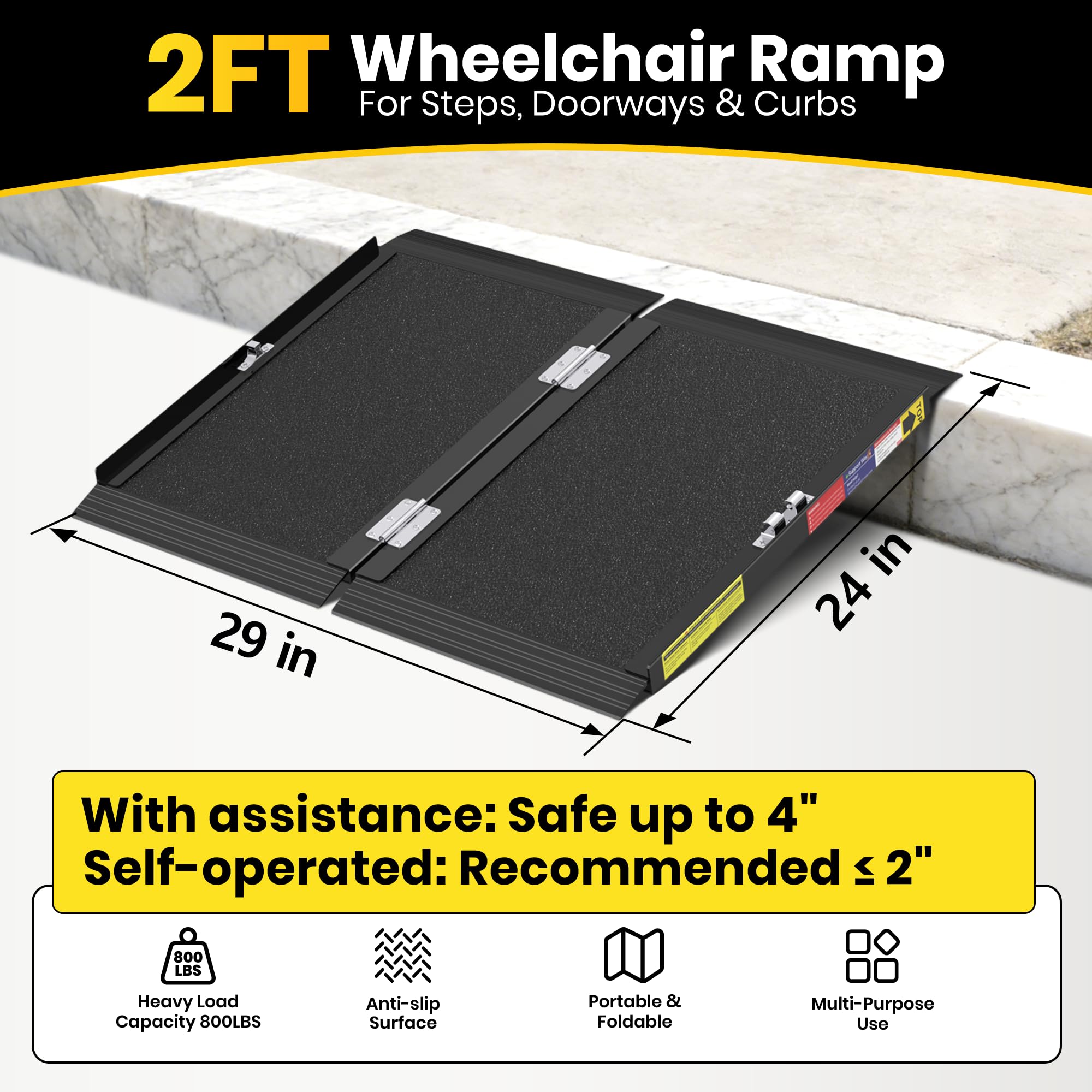 Portable Wheelchair Ramp - Easy Assembly! -2