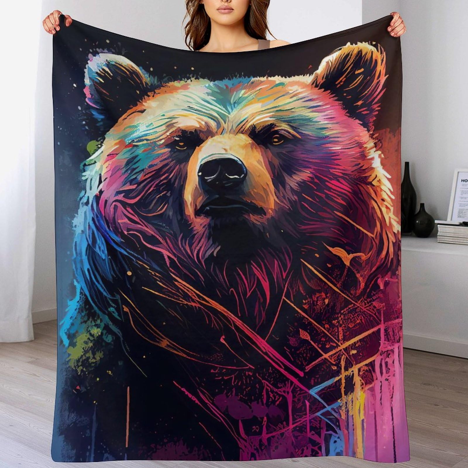 Ours plaid canapé couverture polaire de luxe à chaud au fini flanelle soyeux 140x180cm