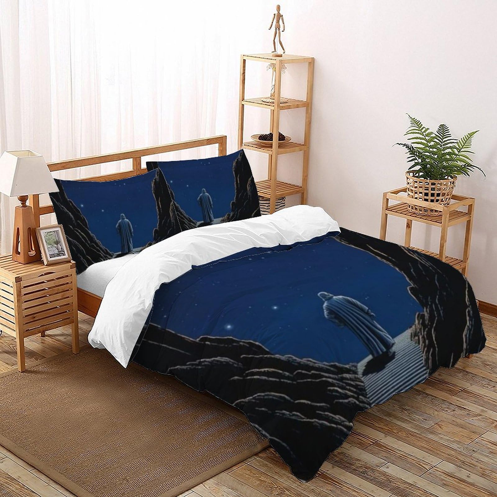 Housse de couette imprimé 3D l'homme mystérieux literie microfibre fermeture éclair super king 260x220