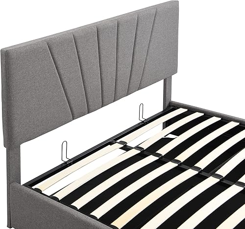 Miniatura 7 de Harper & Bright Designs Cama Queen con almacenamiento debajo de almacenamiento, cama de plataforma tapizada con almacenamiento elevable y cabecera