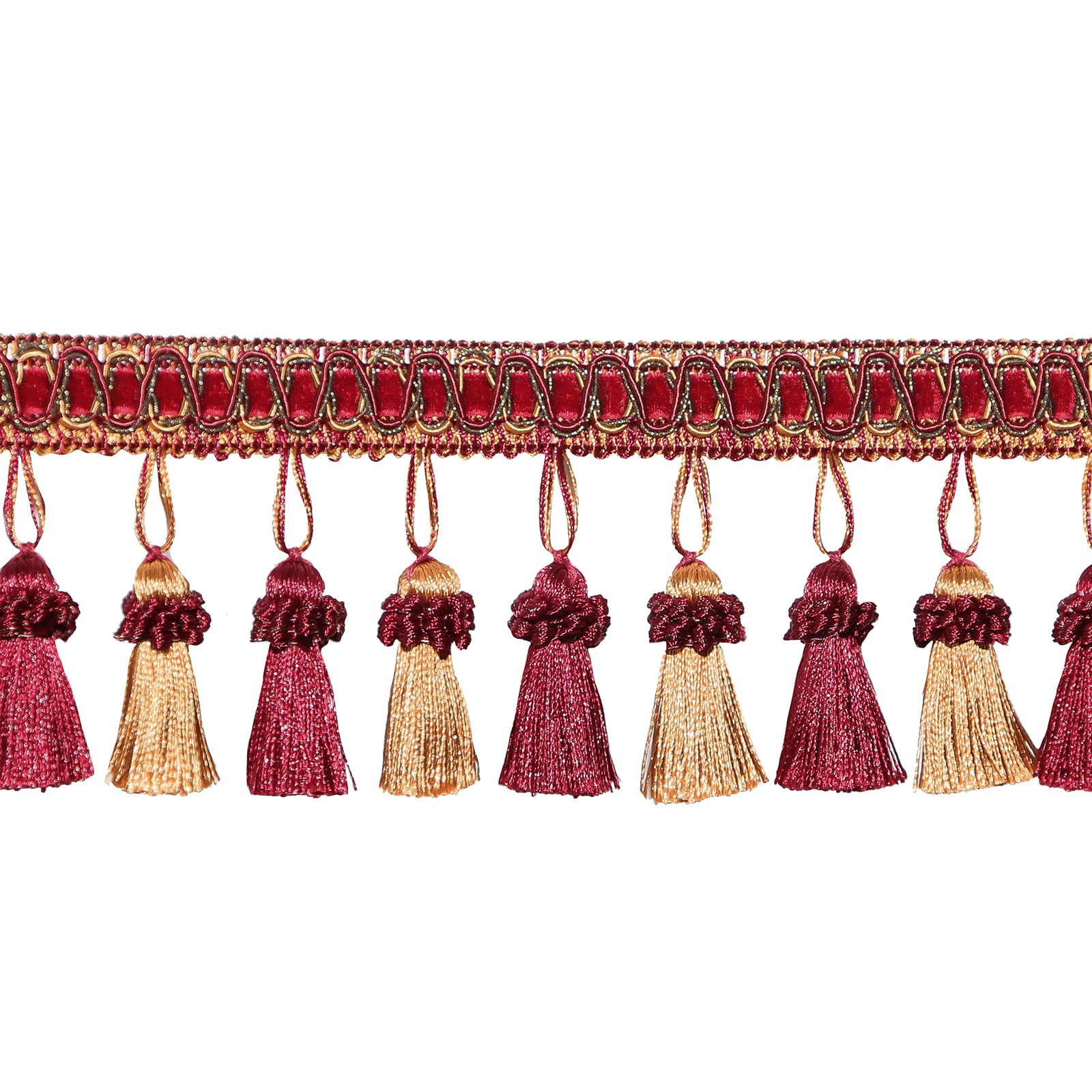 Bordure à franges rouge anti effilochage pour rideaux et nappe DIY