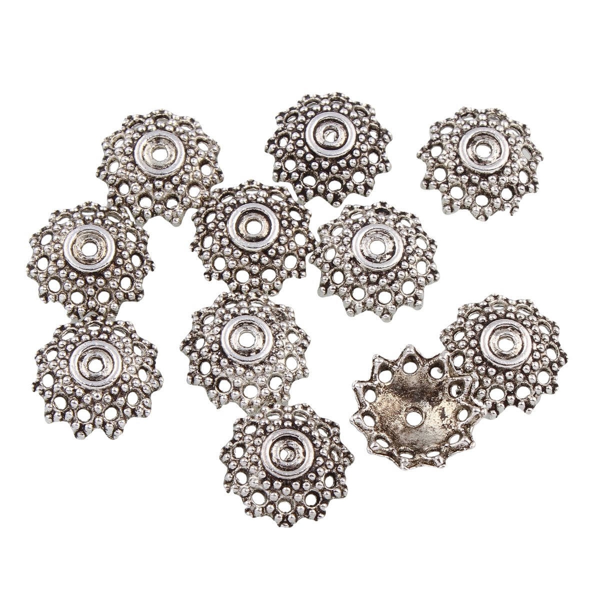 30 Filigree Bead Caps 12 mm Metal Spacer Spacer Beads End Caps Tibetan Silver Metal Beads for Jewellery Chain Bracelet Ring M230 - Image 4