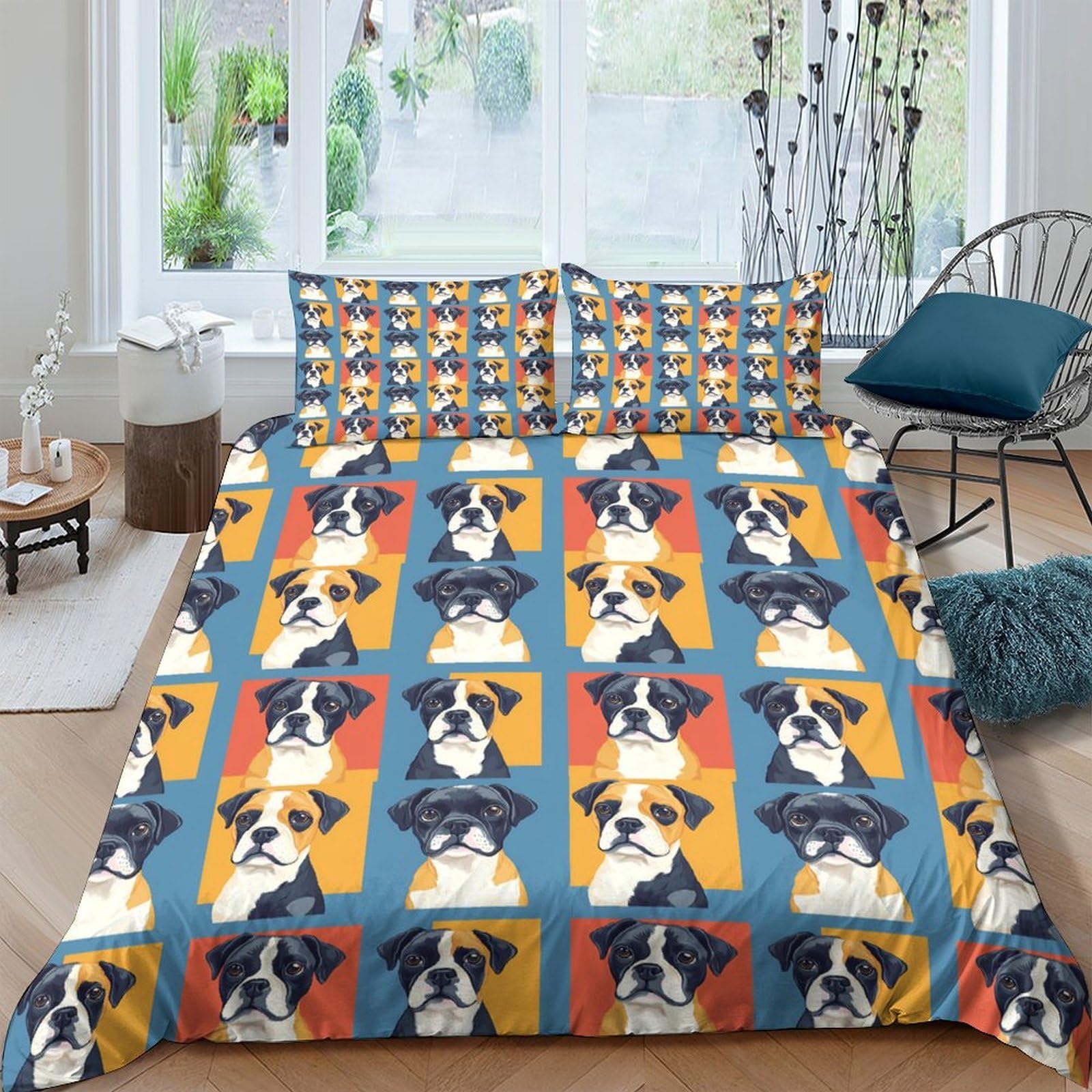 Ctjqhvkz Style-5 3D Printed Dog Portrait Fitted Sheet Microfiber Soft Breathable Pop Art Bed Cover For Bedroom Dorm Decor Mattress Protection Single（135X200cm）