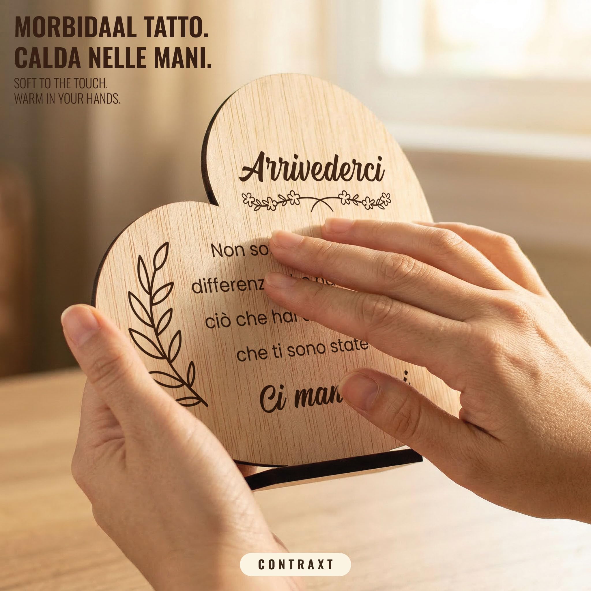 Targa Acrilica A Forma Di Cuore Con Base Legno 'Grazie Per Tutto', Regalo Ringraziamento Donna Uomo, Colleghi, Insegnanti, Pensionamento, Infermiere, Decorazione Scrivania - 2