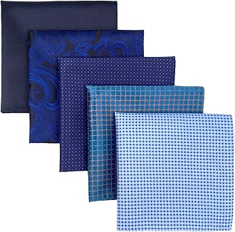 Shlax&Wing 5 Pieces Assorted Mens Pocket Square Set Handkerchiefs