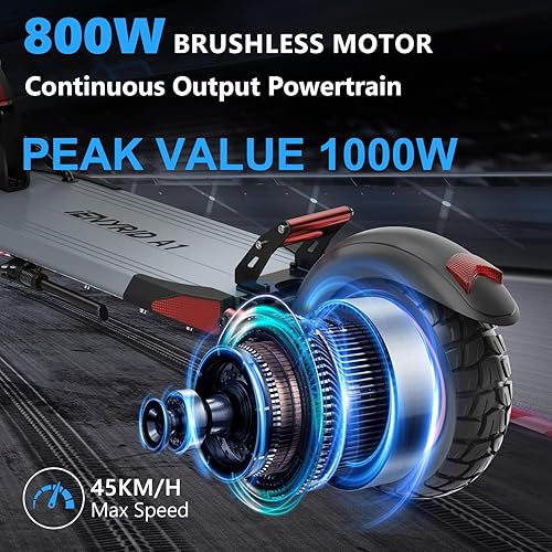 Miniatura 6 de Electric Scooter 1000W 45kmh & 30-50KM, 15Ah12.5A 48V, 10" Tires Folding E Scooter Mulitiple Suspension, Safe Dual Braking, Gift for Adult Teens