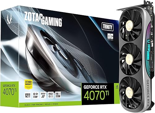 ZOTAC Gaming GeForce RTX 4070 Ti Trinity OC DLSS 3 12GB GDDR6X 192-bit 21 Gbps PCIE 4.0 Tarjeta gráfica para juegos, IceStorm 2.0 Advanced Cooling,