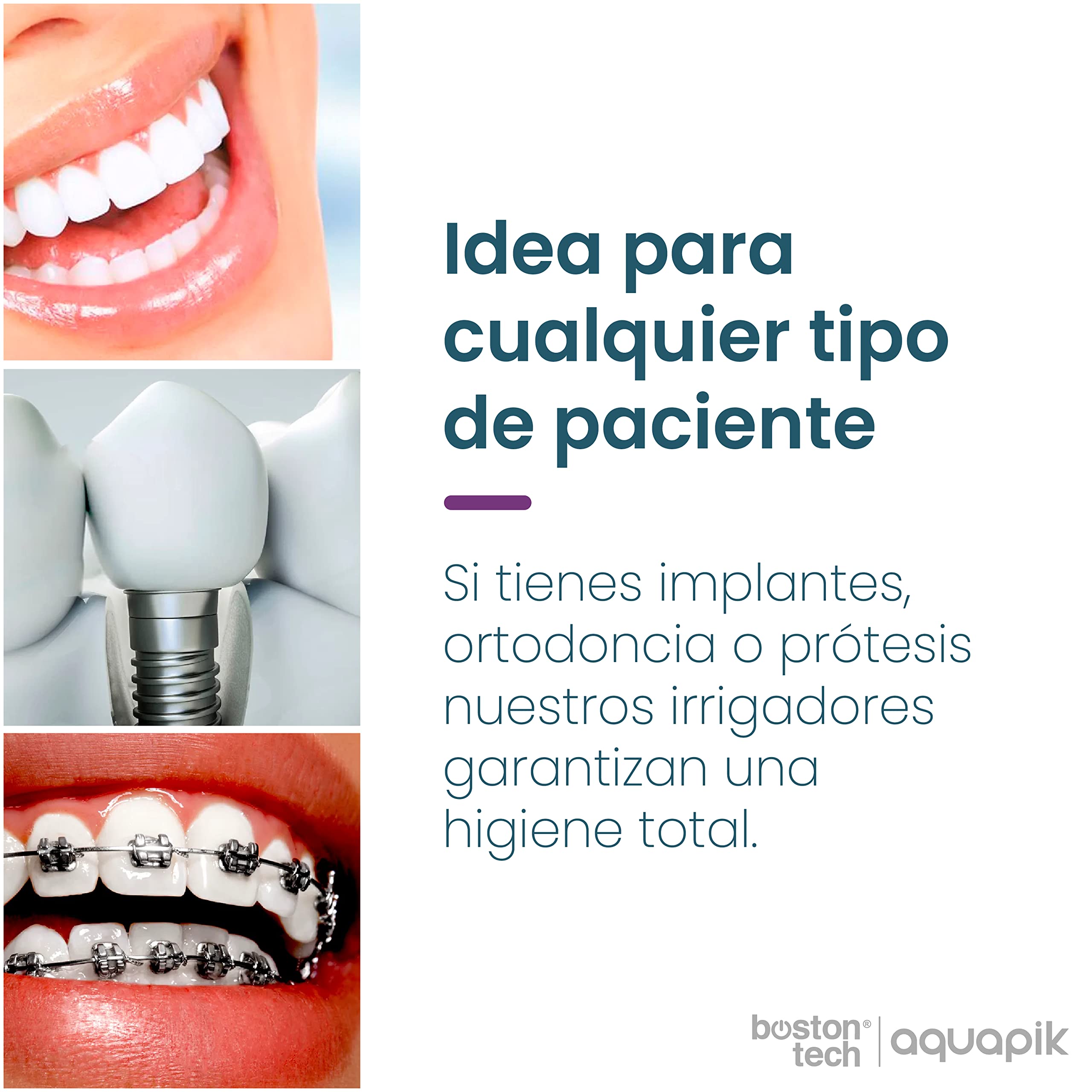 Aquapik 500, Irrigador Bucal Portátil con Diseño Único Deformable Tanque de Agua removible. Irrigador Dental Recargable para Viajes y Oficina.6 boquillas, 4 modos, Impermeable IPX7 (Blanco)