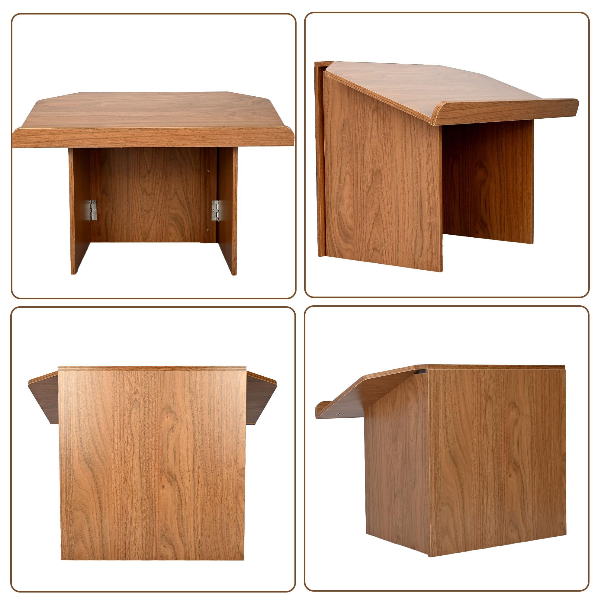 uyoyous Podium pour Église Pupitre Pliable avec Support pour Livres | Portable en Bois et Acier Support pour Présentations en Classe Dimensions: 68L x 38l x 48,4H cm