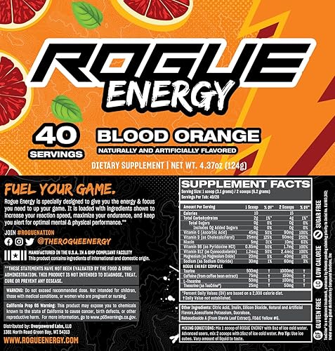 Miniatura 3 de Rogue Energy Bebida energética en polvo para largas horas de juego, polvo energético para concentración mental, sin azúcar y gluten, suplemento de
