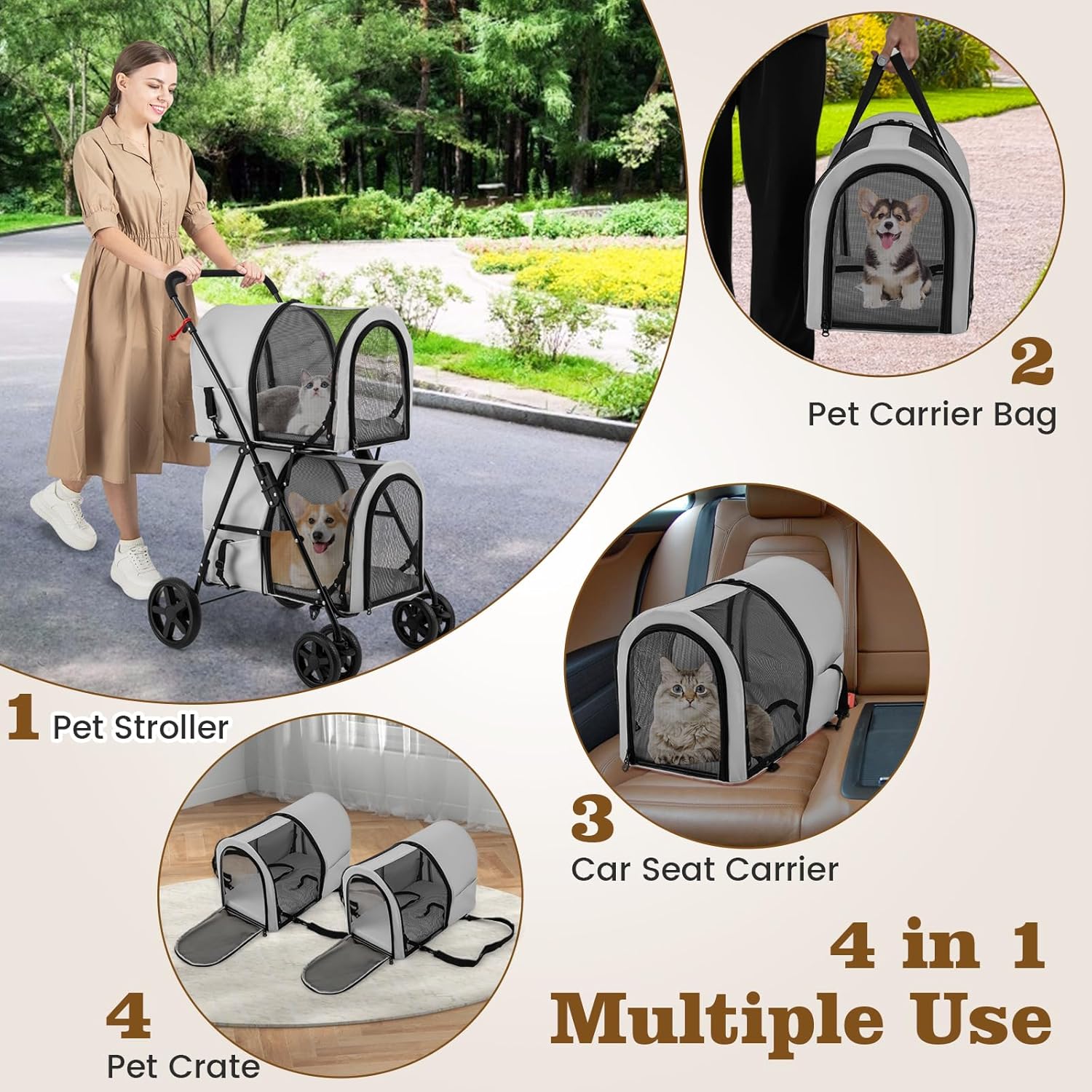 Ultimate Convenience: Review of the 4-in-1 Pet Stroller for Small Dogs & Cats
