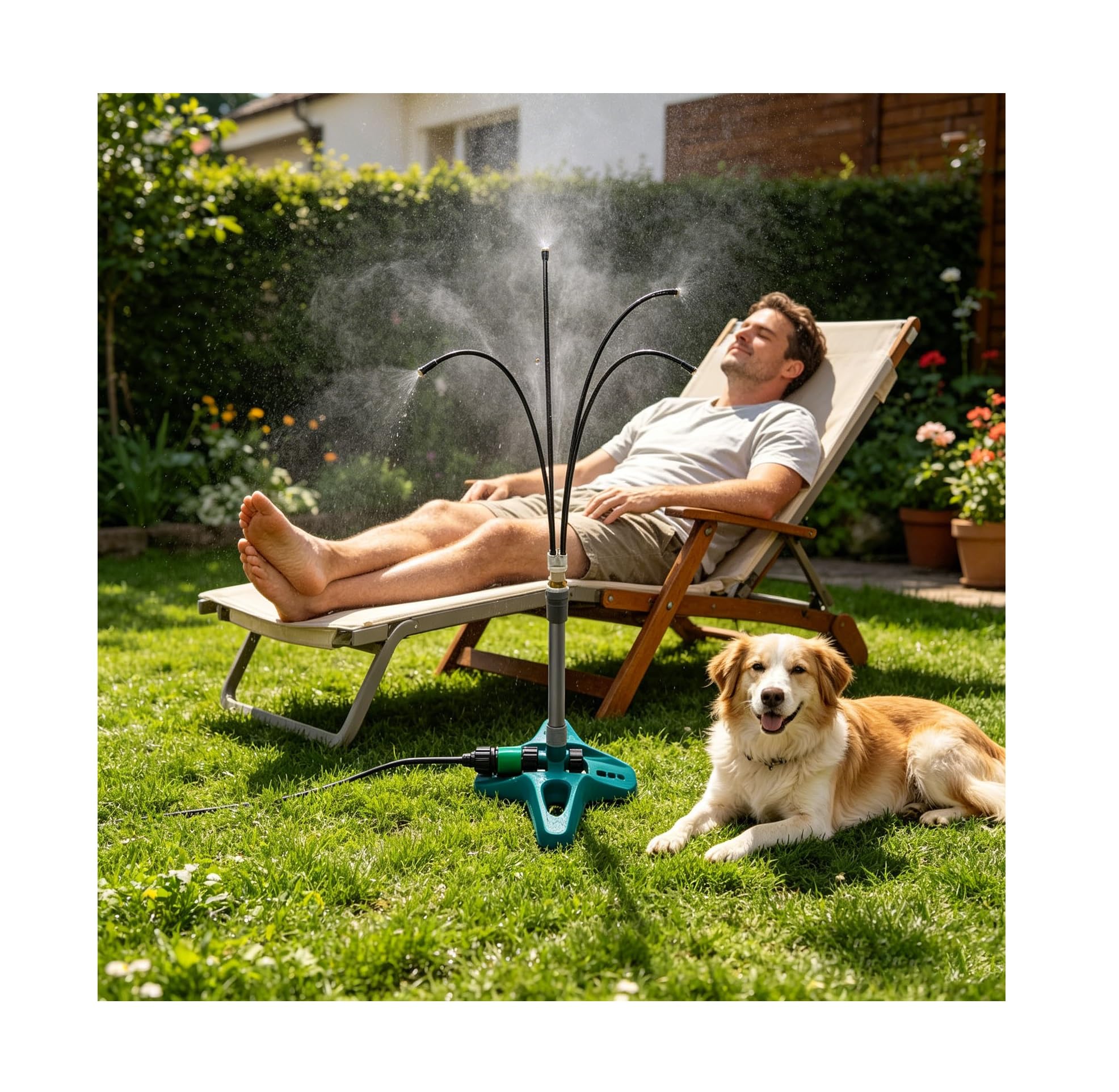 Adjustable Outdoor Misting Cooling System Standing Misters For Outside Patio With Adjustable Height And 26Ft Water Line, Portable Misting System For Backyard Cooling, Porch Pool Bbq Garden Mist