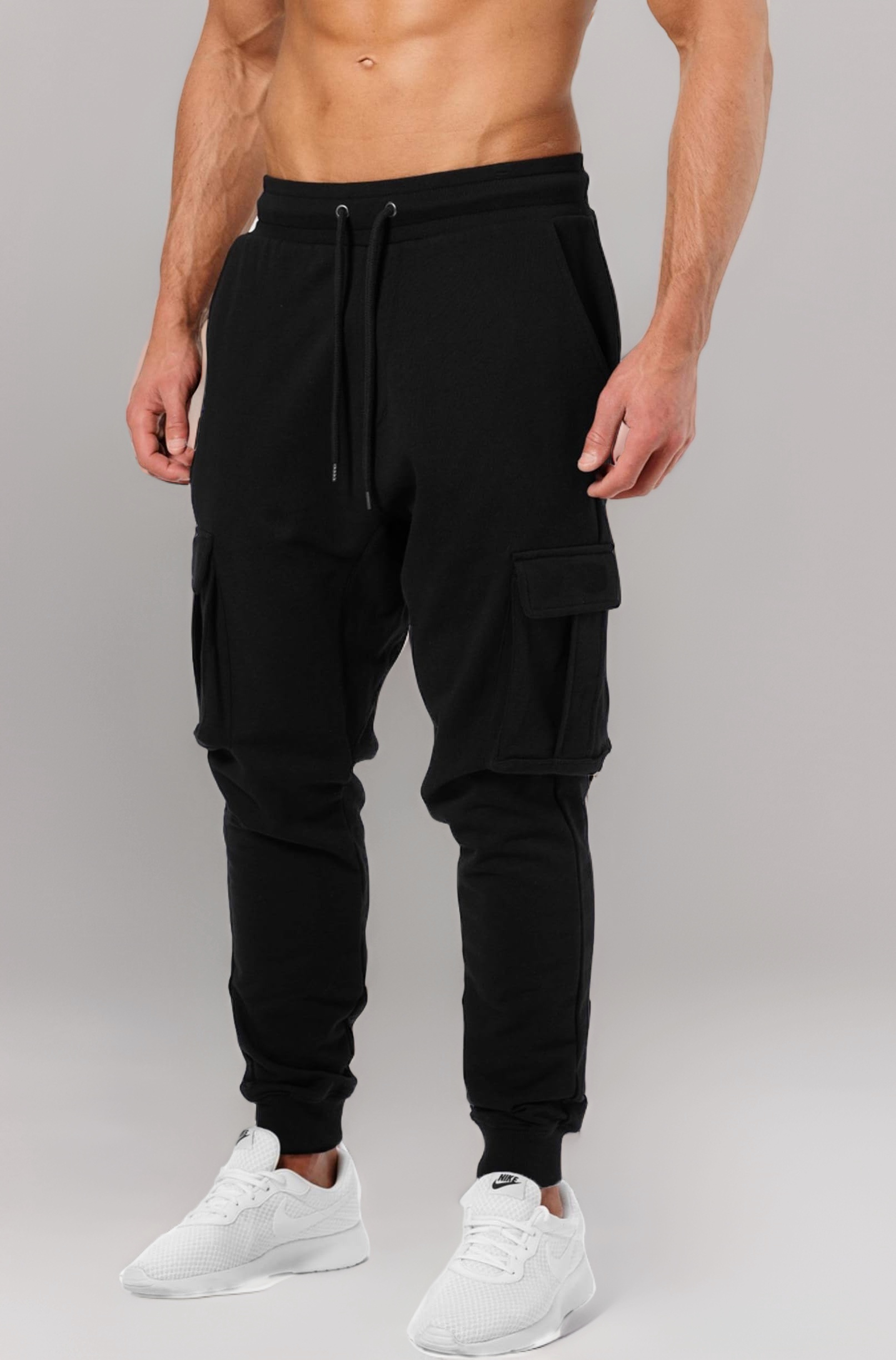 JUGULAR Men's Regular Fit low Rise Cotton Solid Stylish Cargo Track Pants