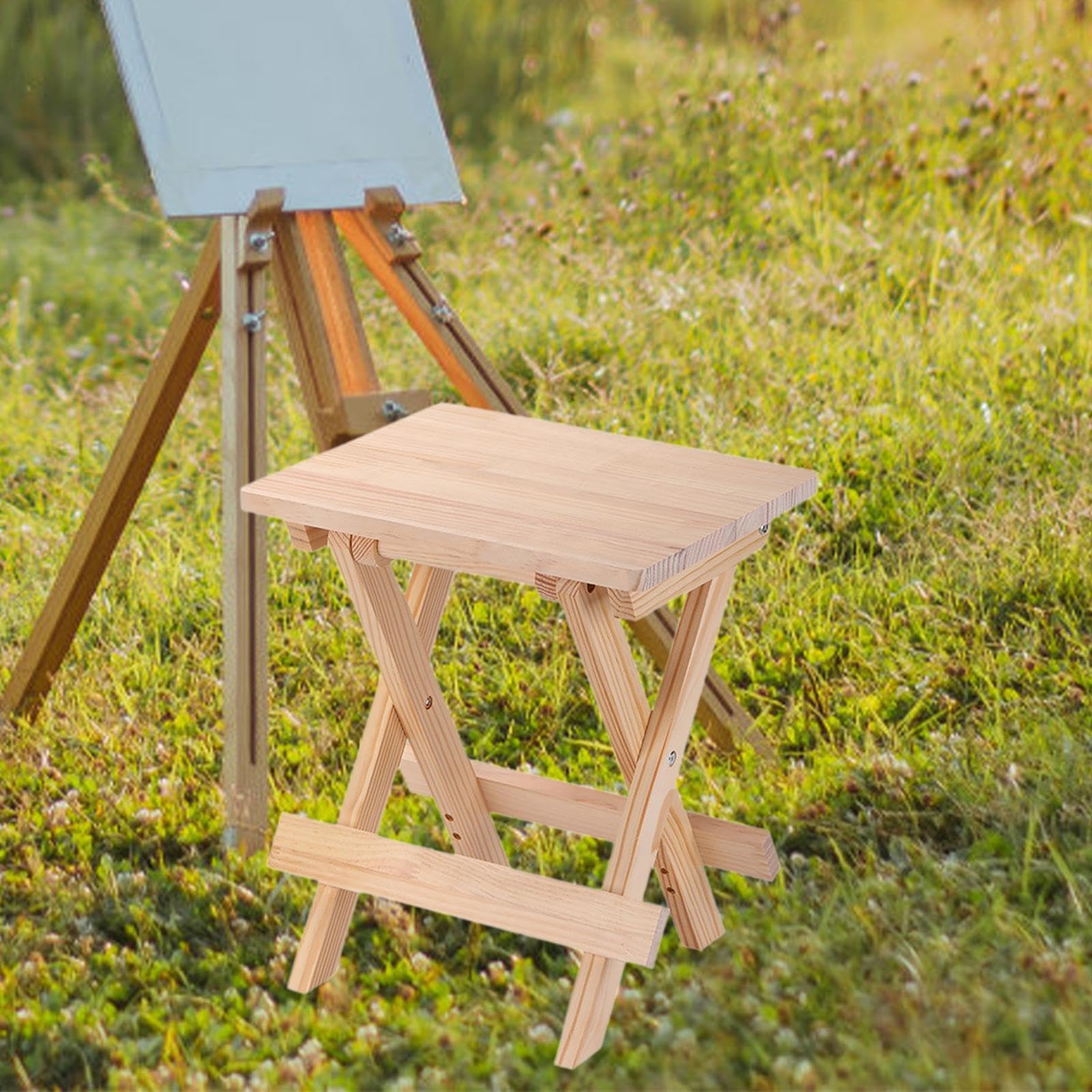 Sgabello da pittura in legno, sgabello pieghevole in legno, sgabello da bancone stabile, sgabello artistico per ingresso, soggiorno, mobili da galleria