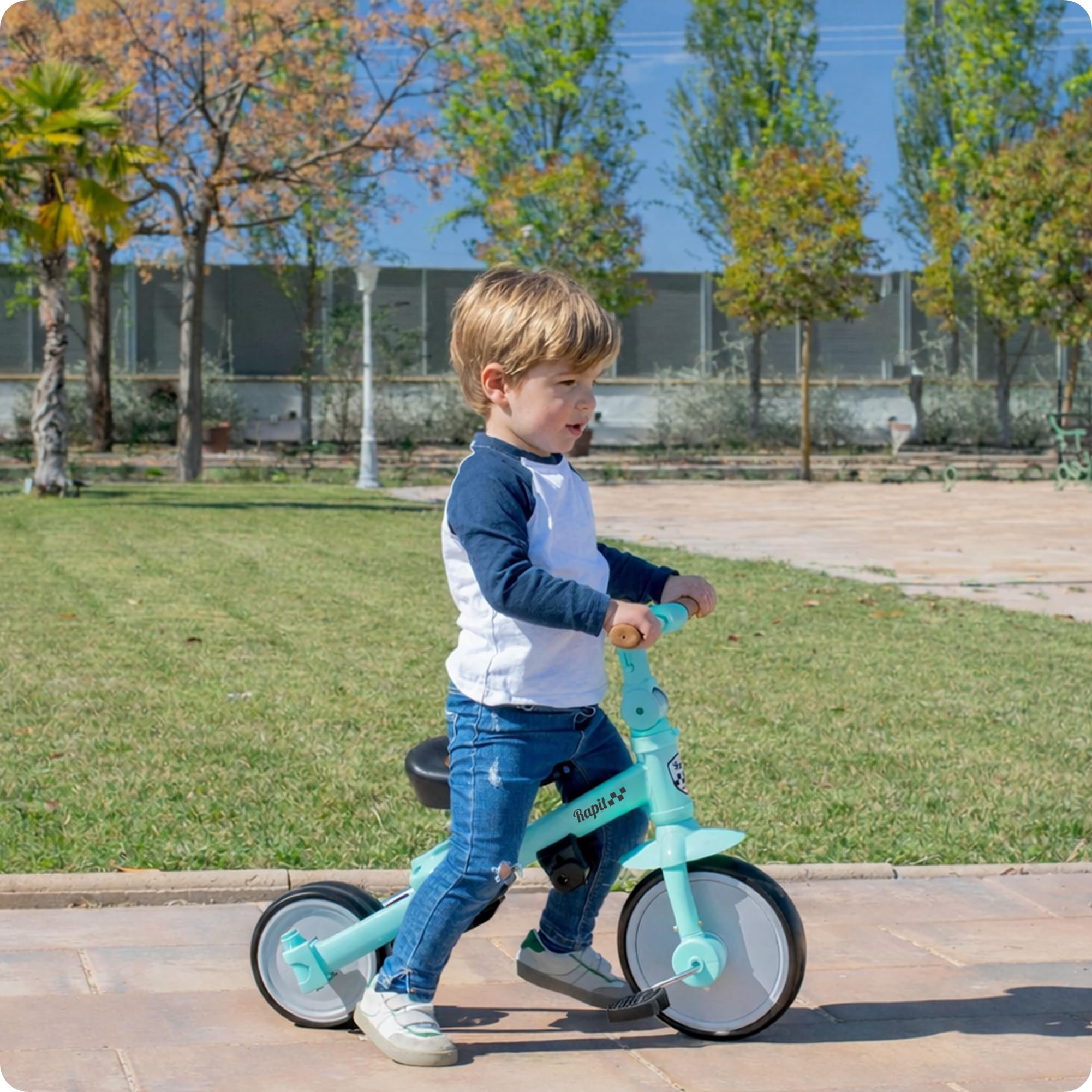 Triciclo Evolutivo 5 in 1 Interbaby | Triciclo Bambini con Maniglione da 1 a 5 Anni | Bicicletta Bambini e Bici Senza Pedali Trasformabile | Con o Senza Pedali | Regolabile e Adattabile (Verde)
