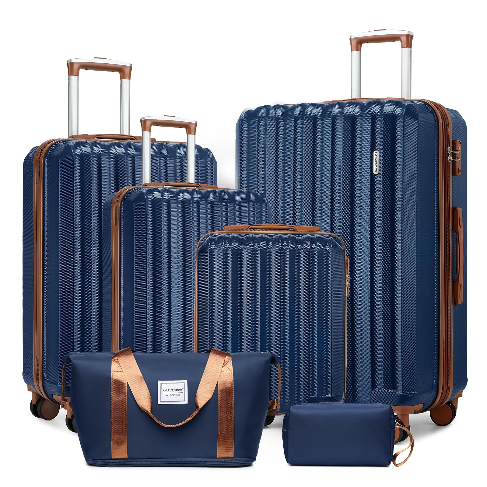 LARVENDER Luggage Set 6 Piece Large Suitcases with Wheels, Suitcase Set ABS Hard Shell Luggage Sets with Spinner Wheels, Carry On Luggage TSA Lock