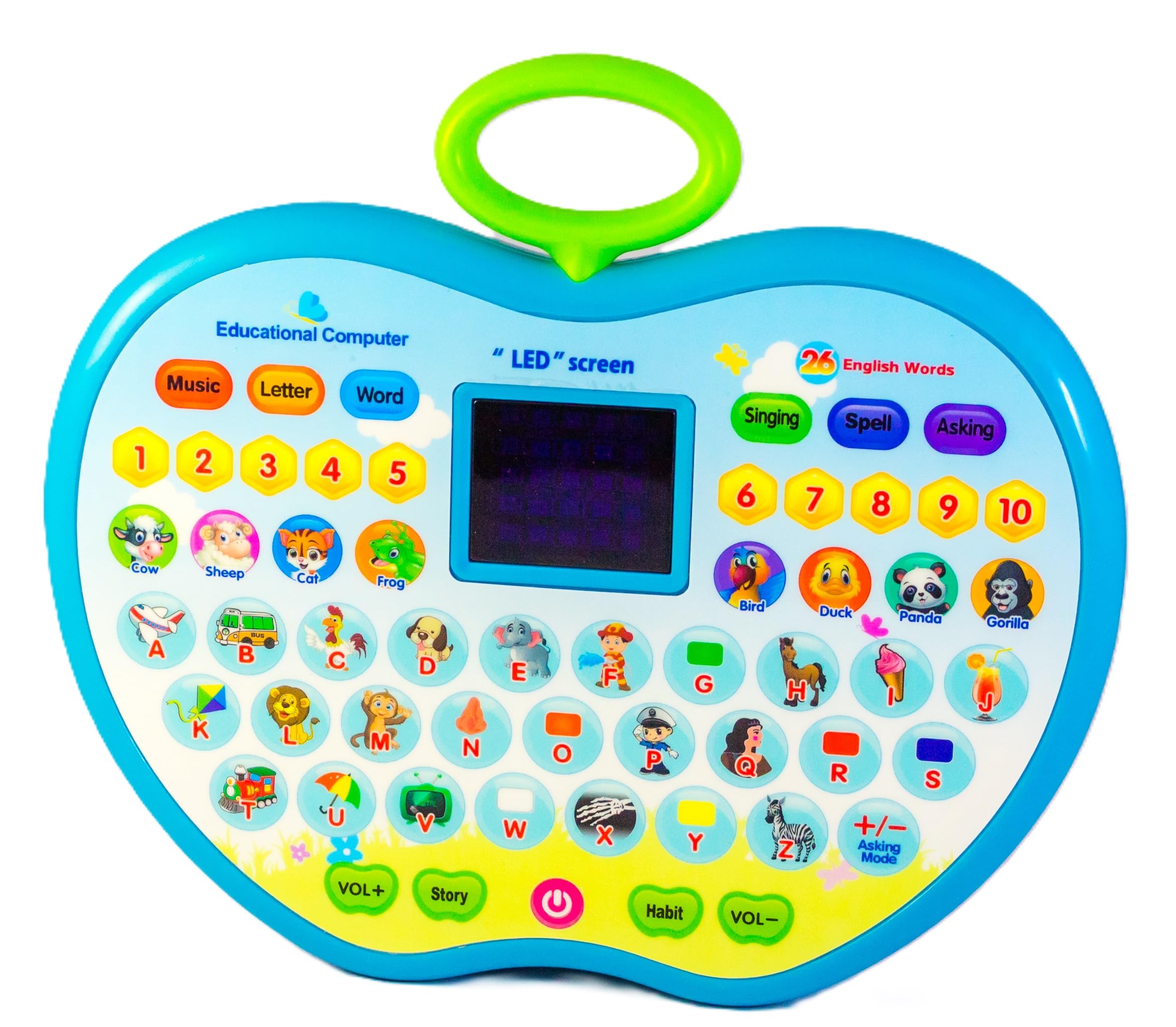 Educational Laptop Tablet Toy in Apple Shape for Kids with LED Display for Learning Alphabets, Numbers, Words, Animals, Spell, Singing Best Gift Item Made in India (B0D6KVZV6Y) Amazon Price History, Amazon Price Tracker