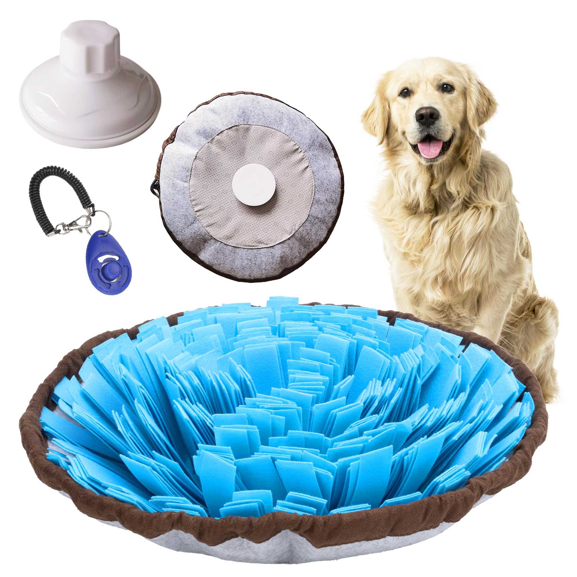 18" Dog Snuffle Mat - Interactive Dog Puzzle Toys for Enrichment - Large Slow Feeder Foraging Mat for Brain Games & Nosework Training - Washable Pet