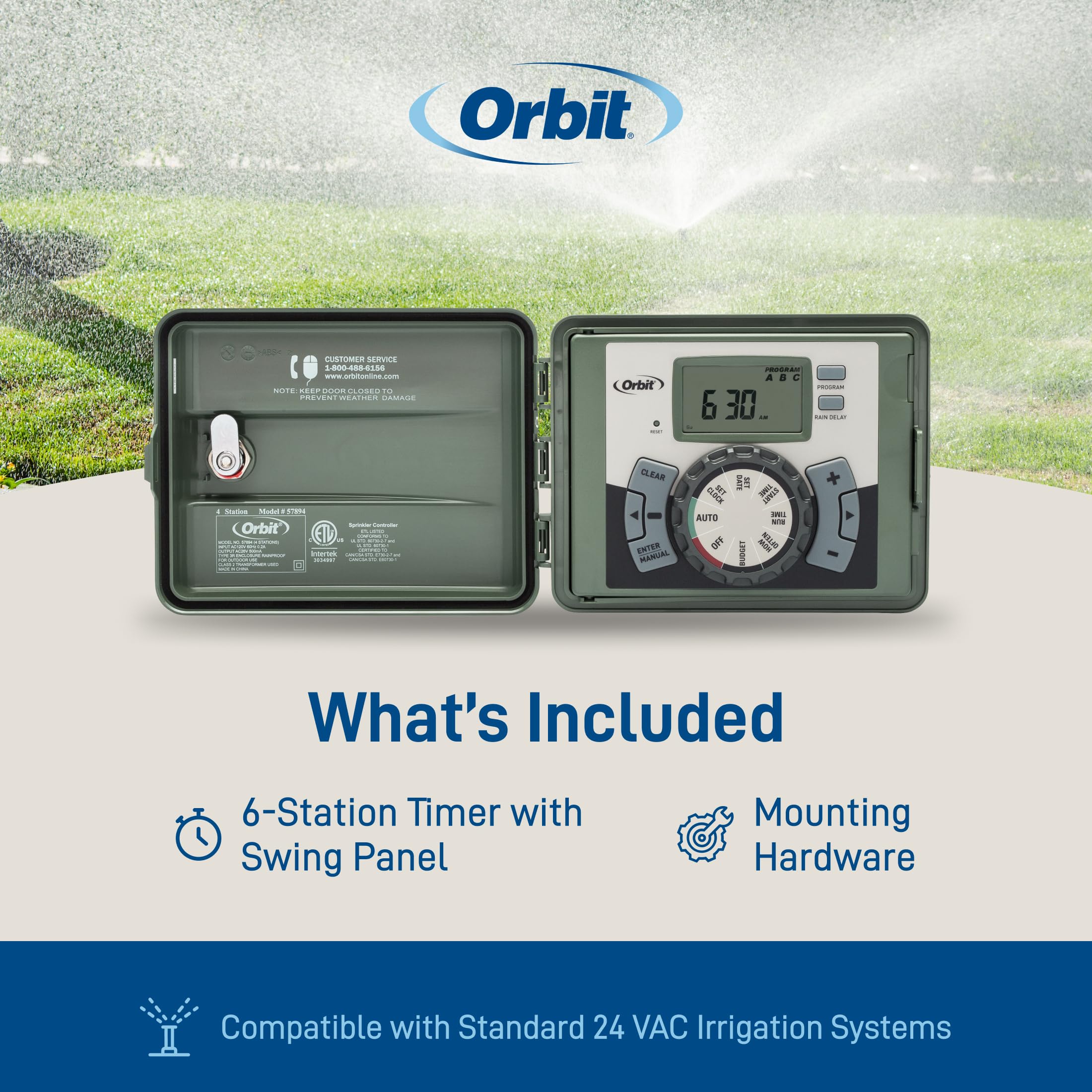 Orbit Outdoor Swing Panel Sprinkler System Timer
