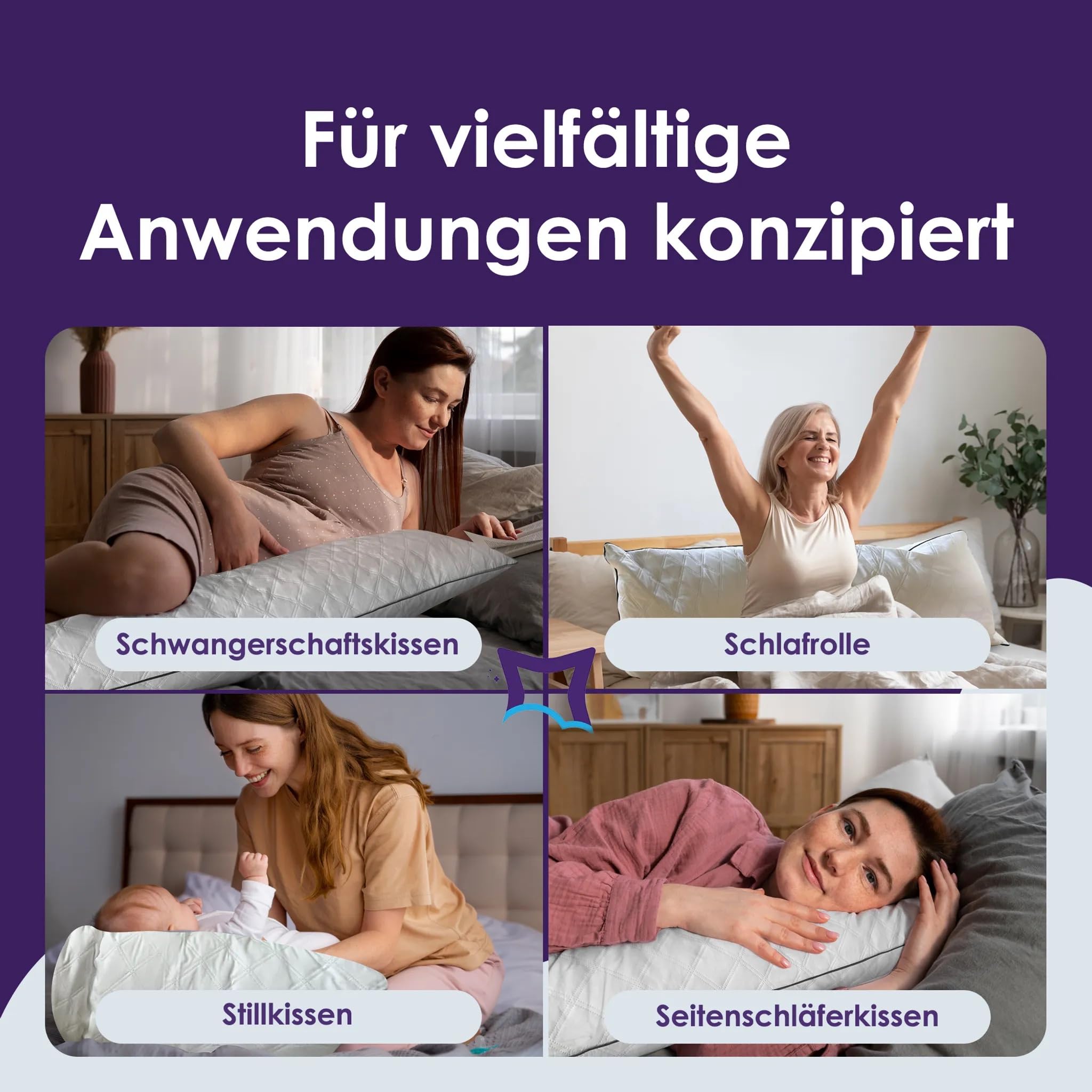 Seitenschläferkissen 40x140cm - Stillkissen & Schwangerschaftskissn [Ultra Memory Foam] Superweiches Kopfkissen für Seitenschläfer [SoftCell-Fasern] - Waschbarer Bezug
