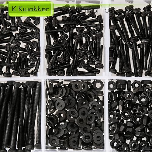 Miniatura 5 de Juego de 661 tornillos métricos M2 de 0.157 in a 0.984 in, acero de aleación 12.9 chapado en zinc mejorado, tornillos de cabeza hexagonal, tuercas y