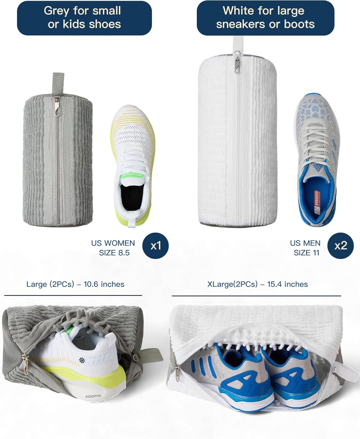 4 PCs Shoe Washing Machine Bag, Upgraded Lock-Zipper Design, 360° Deep Clean for Sneakers, Tennis Shoes and Slippers, Quiet Shoe Laundry Bag for Washer and Dryer (4 PACK) - Image 4