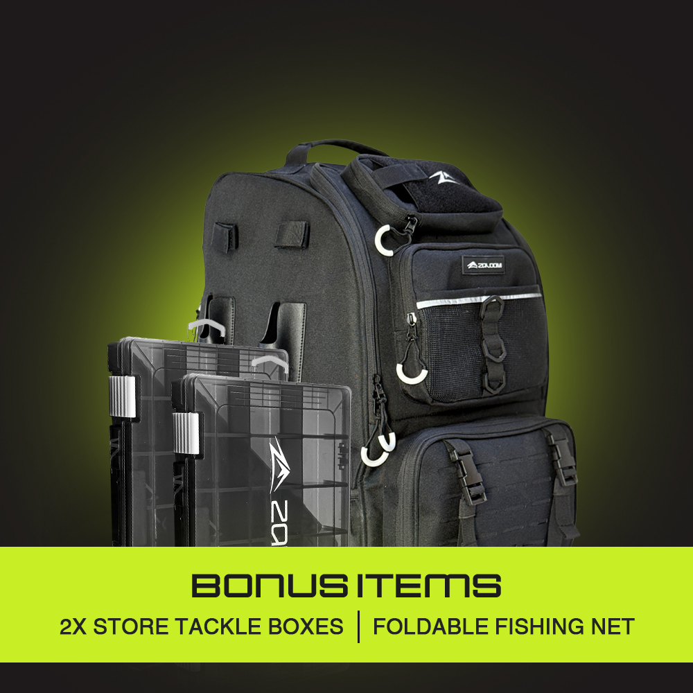 Amazon.com: Zaloom Waterproof Fishing Backpack with Tackle Boxes