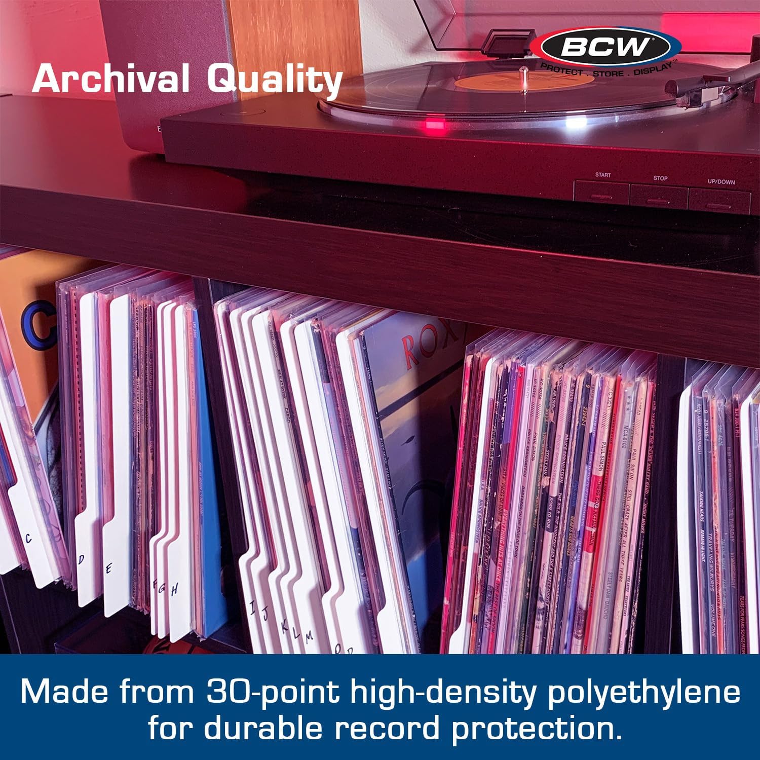 BCW 12-Inch Vinyl Record Dividers - 25 Pack | Archival Plastic for LP Storage - Black