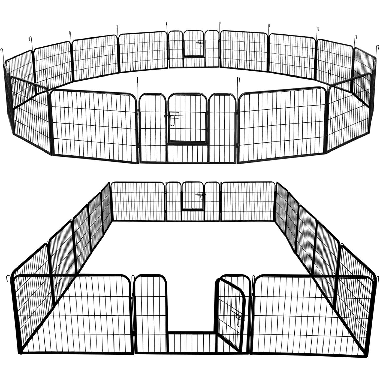 Yaheetech 32pcs Vallas para Jardin Metalicas Corral para Perros Vallas Jaulas para Perros Grandes Parque Mascotas Cachorros 80x60cm