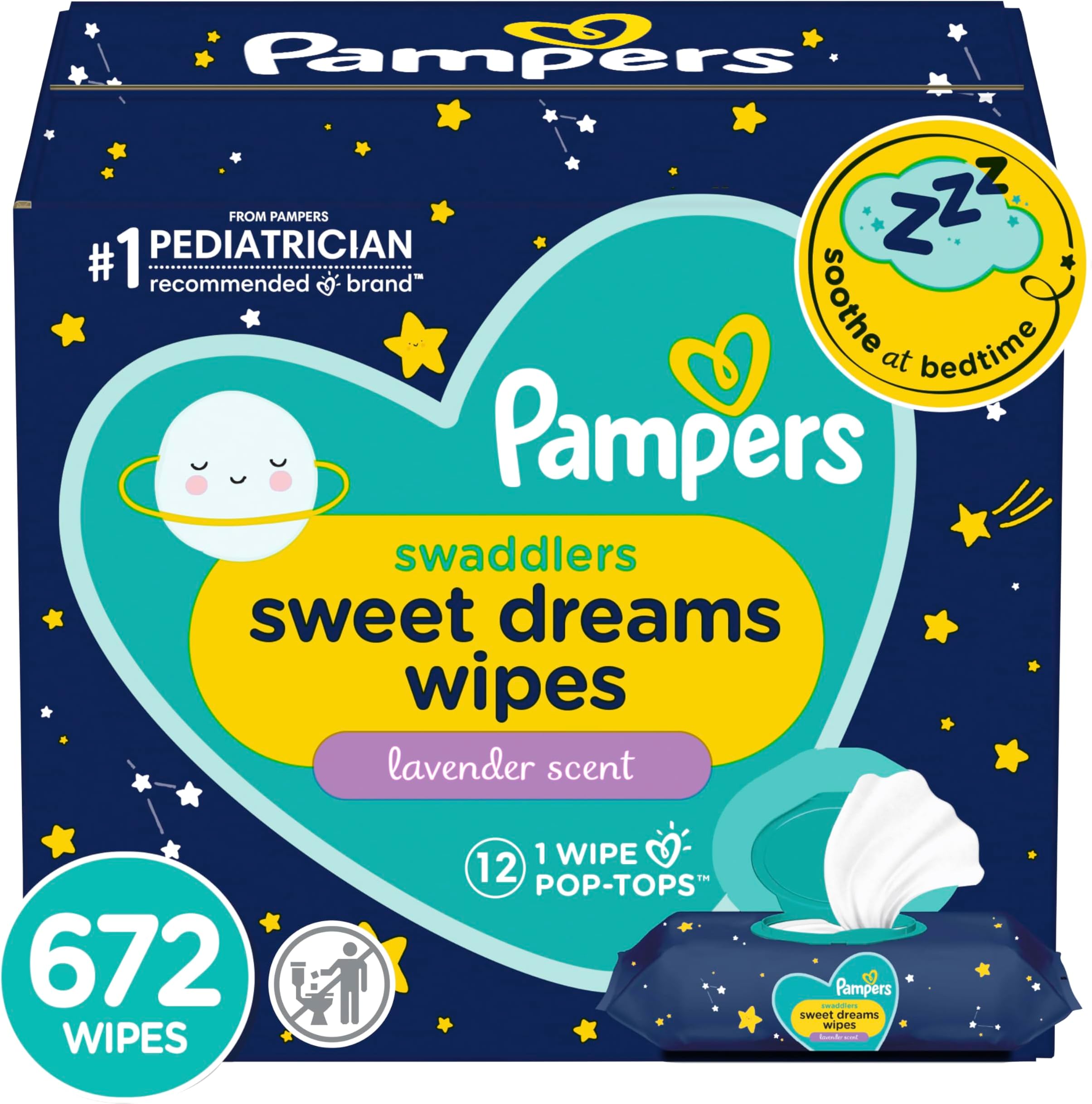 Amazon.com: Pampers Baby Wipes Swaddlers Sweet Dreams 12X 672 Count