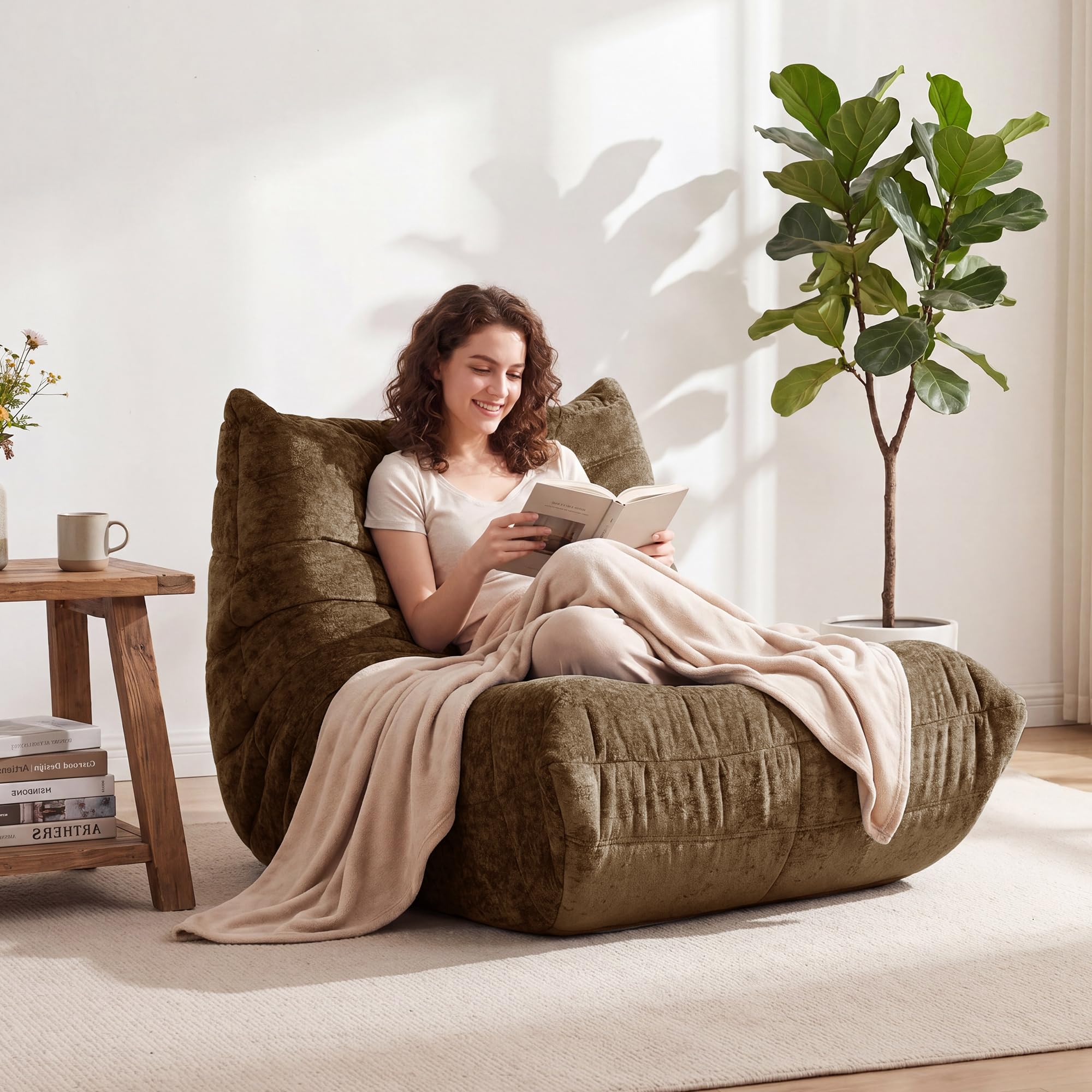 Upvilla Mid Century Armless Floor Sofa, weicher Boden-Lounge-Sessel, Schaumstoff-Sofa-Akzentstuhl für Wohnzimmer, Schlafzimmer und Büro