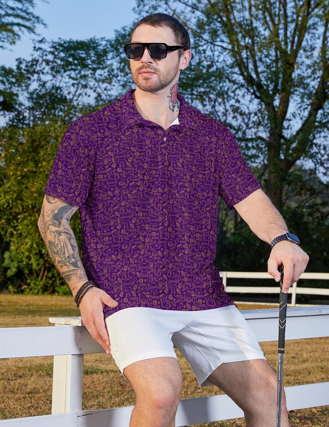 Party Mens Golf Shirt Print Short Sleeve Moisture Wicking Funny Sport Performance Polo Shirts for Men
