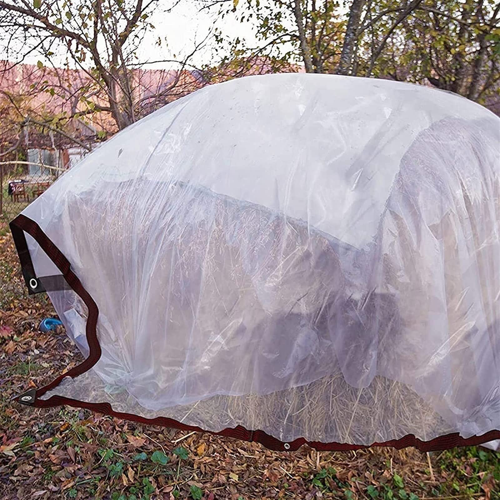 Wytrzymała wodoodporna plandeka do ogrodu, baldachimu, balkonu, na łódź, na zewnątrz, zima, ochrona roślin, przezroczysta plandeka (5 x 8 m)